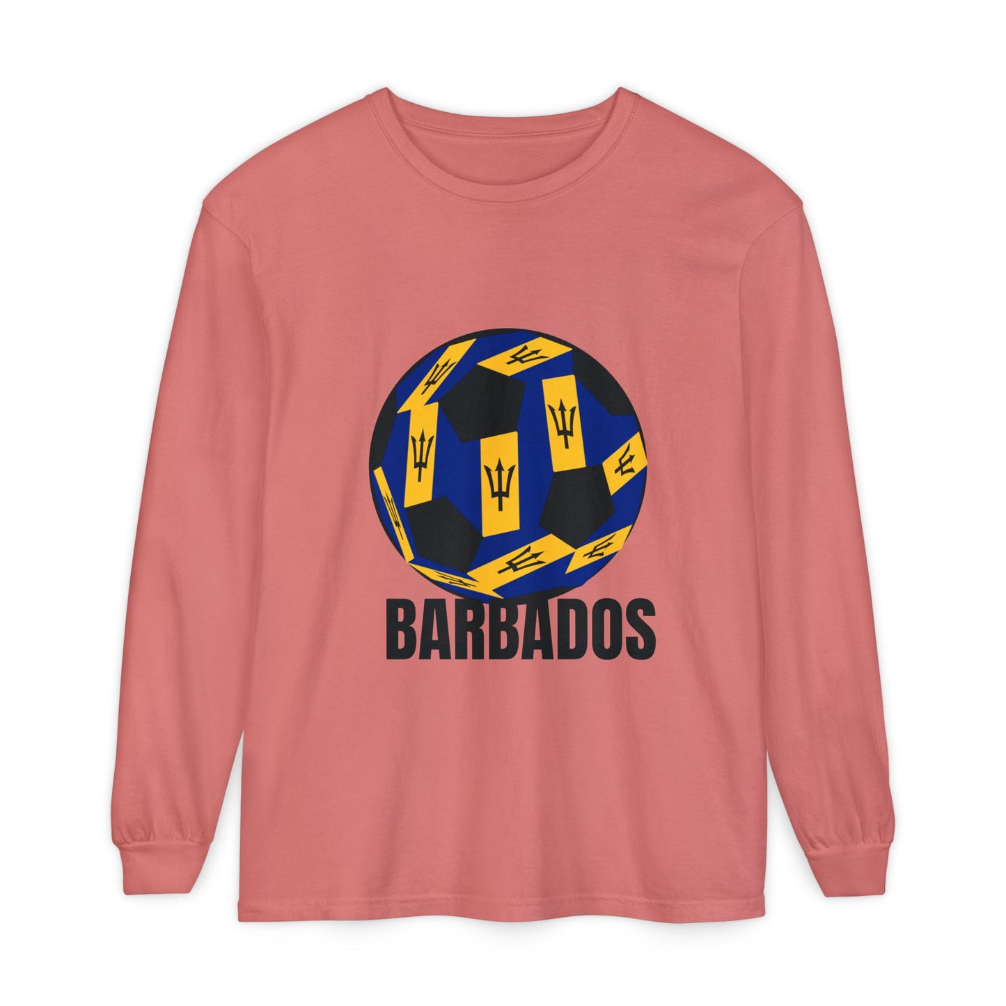 Barbados Fan Specialty Soccer Ball Design Long Sleeve Tee