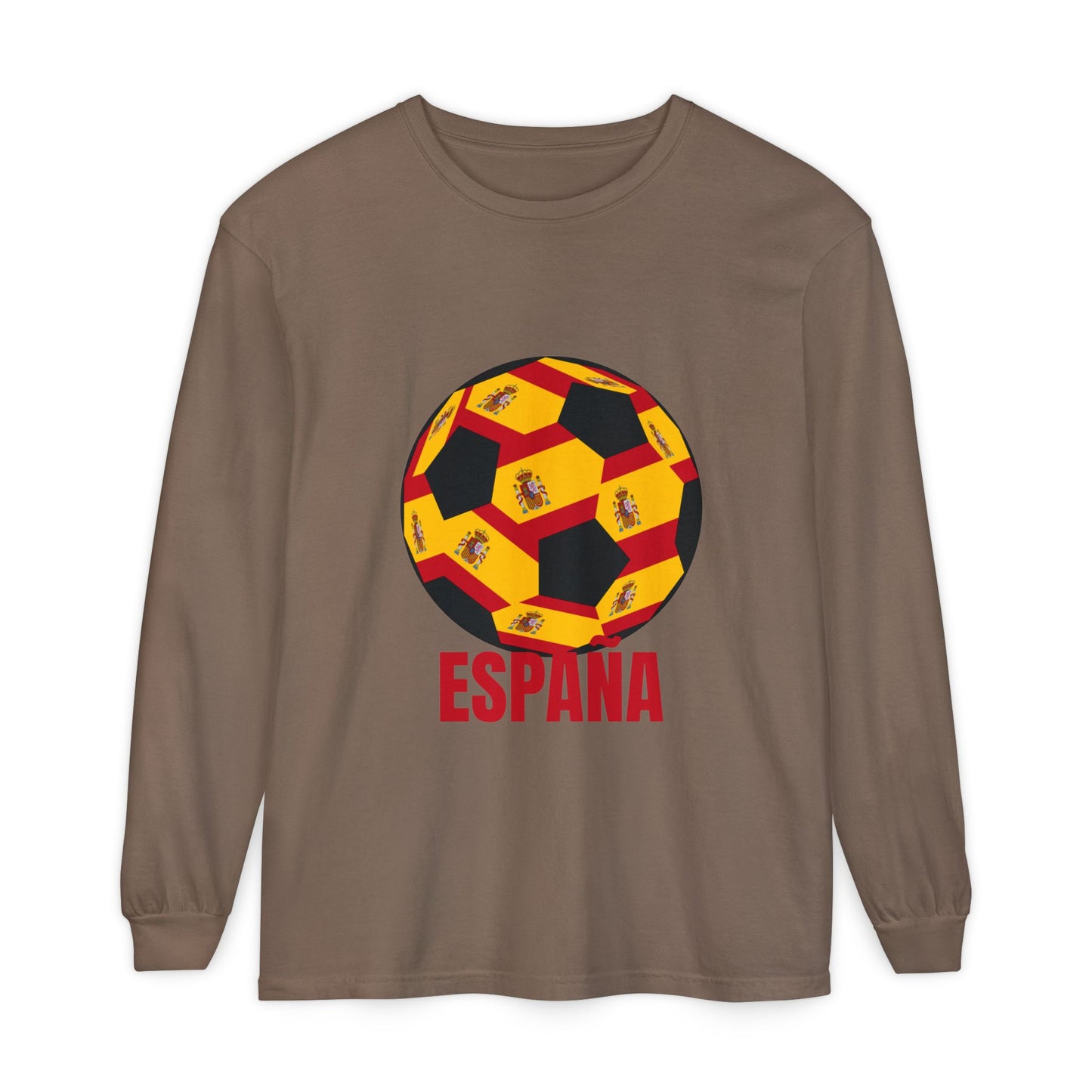 España Soccer Ball Design Long Sleeve Shirt Red Text