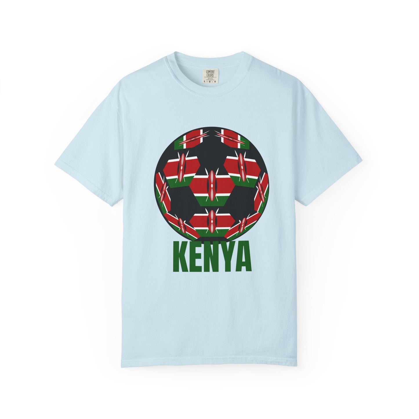 Kenya Fan Specialty Soccer Ball Design T Shirt Green Print