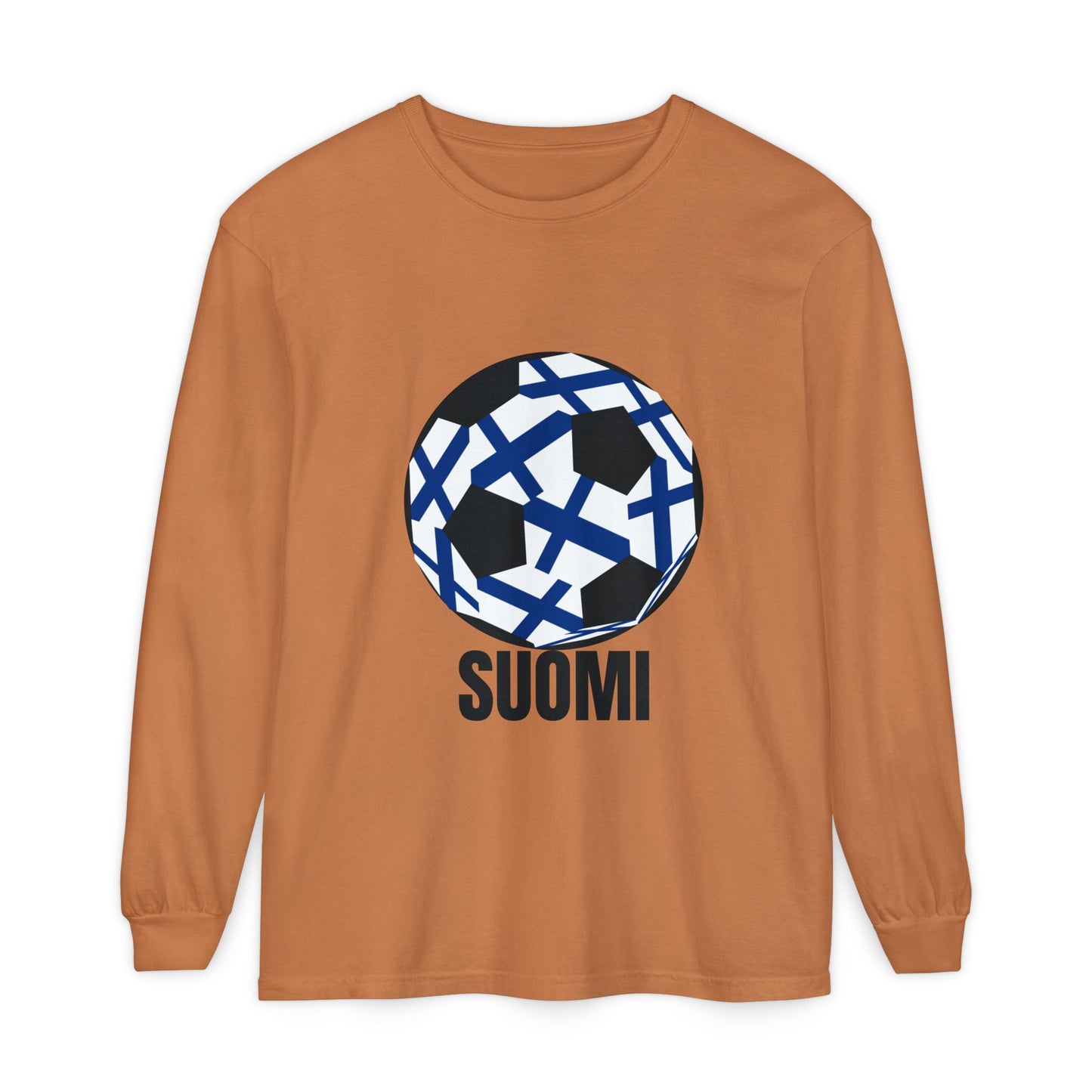 Finland Fan Specialty Soccer Ball Design Long Sleeve T-Shirt