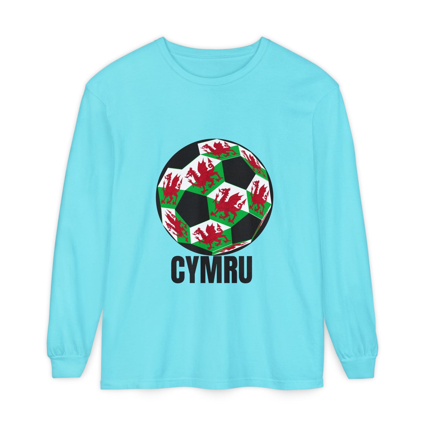 Cymru Fan Specialty Soccer Ball Design Long Sleeve Tee