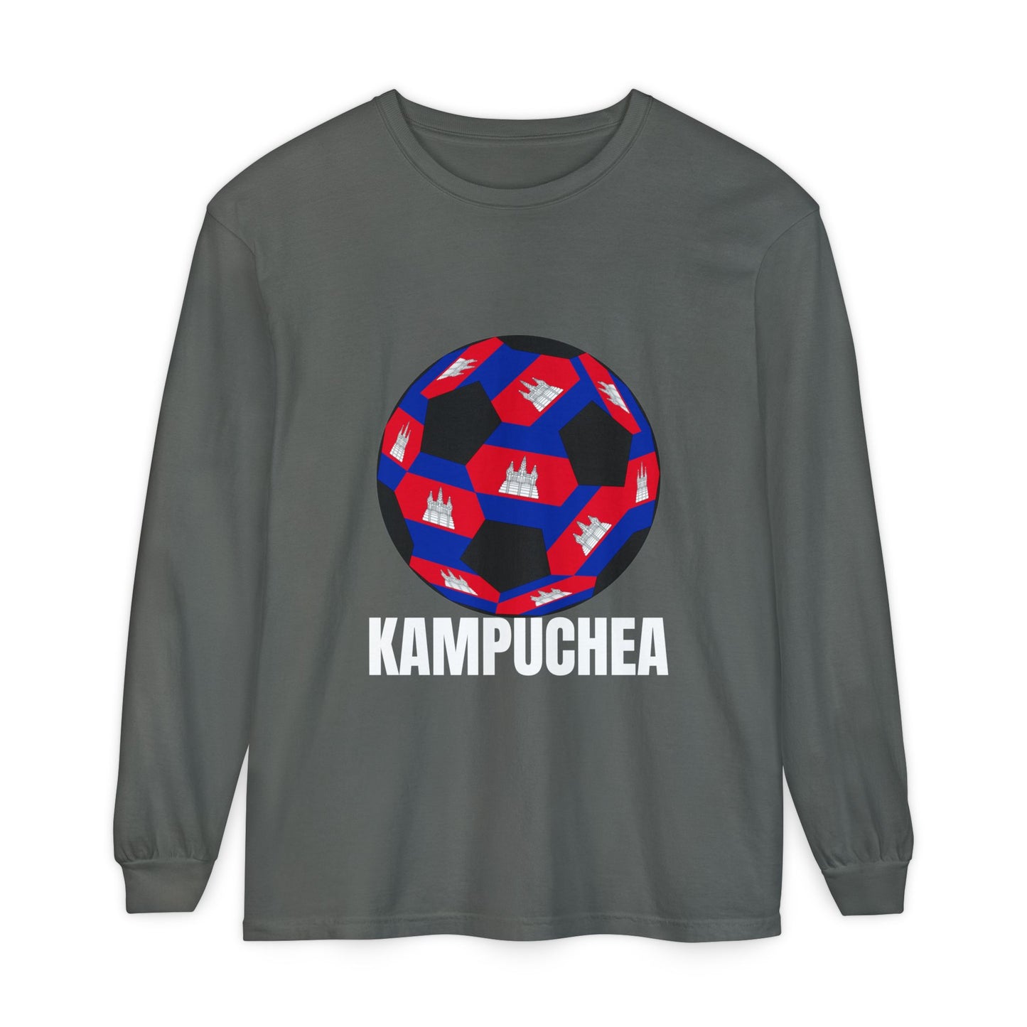 Kampuchea Fan Specialty Soccer Ball Design Long Sleeve Tee