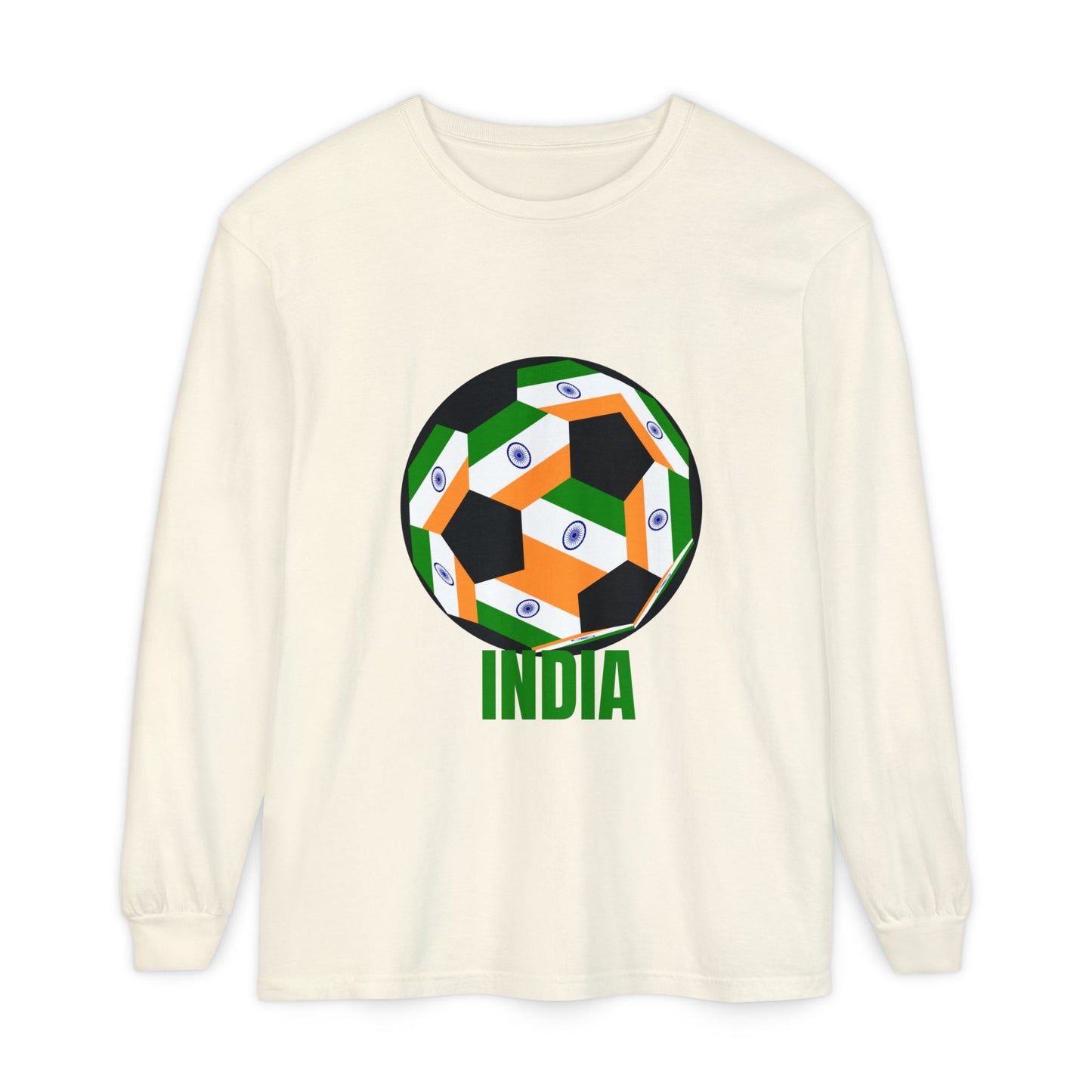 India Fan Specialty Soccer Ball Design Long Sleeve Tee