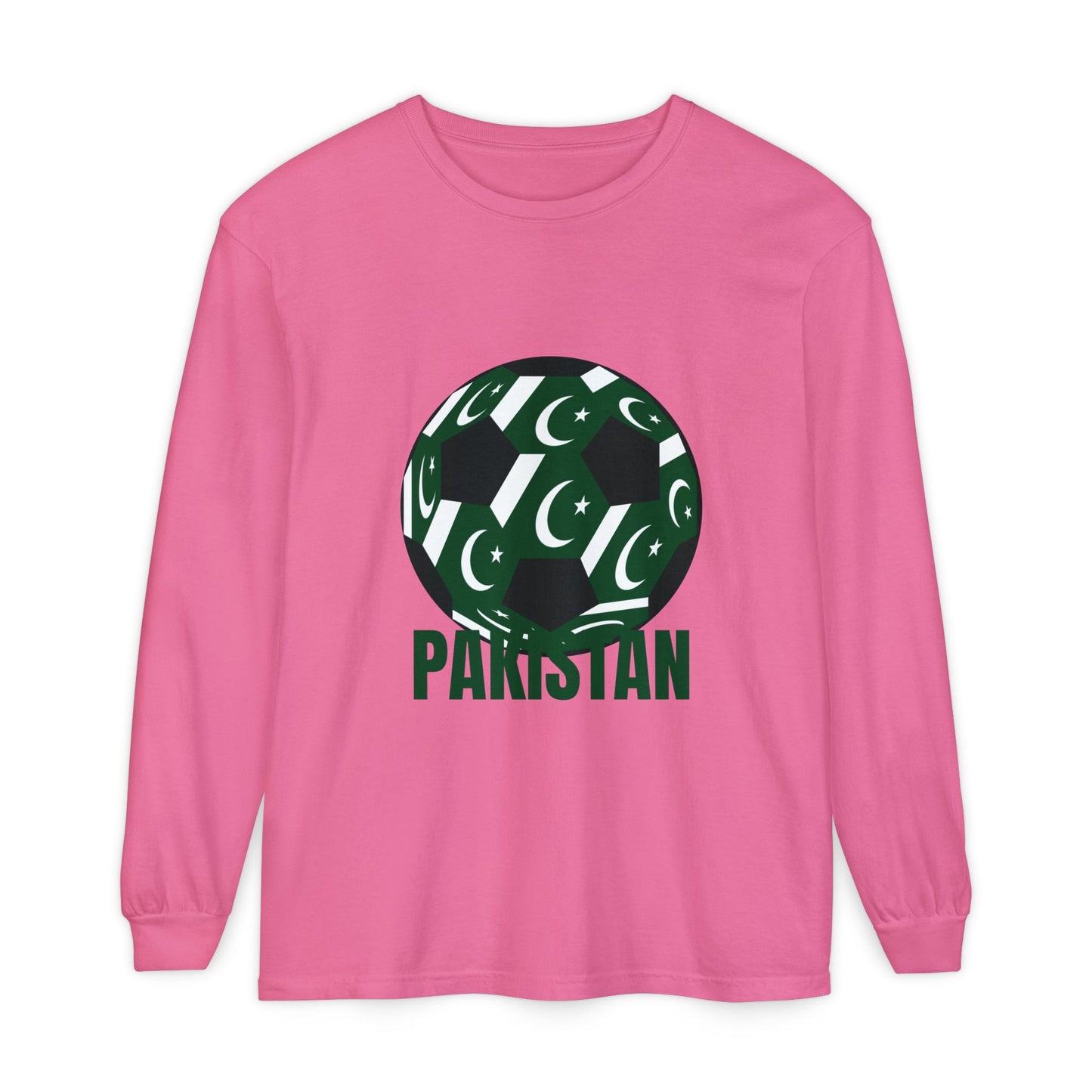 Pakistan Fan Specialty Soccer Ball Design T Shirt  Long Sleeve Tee
