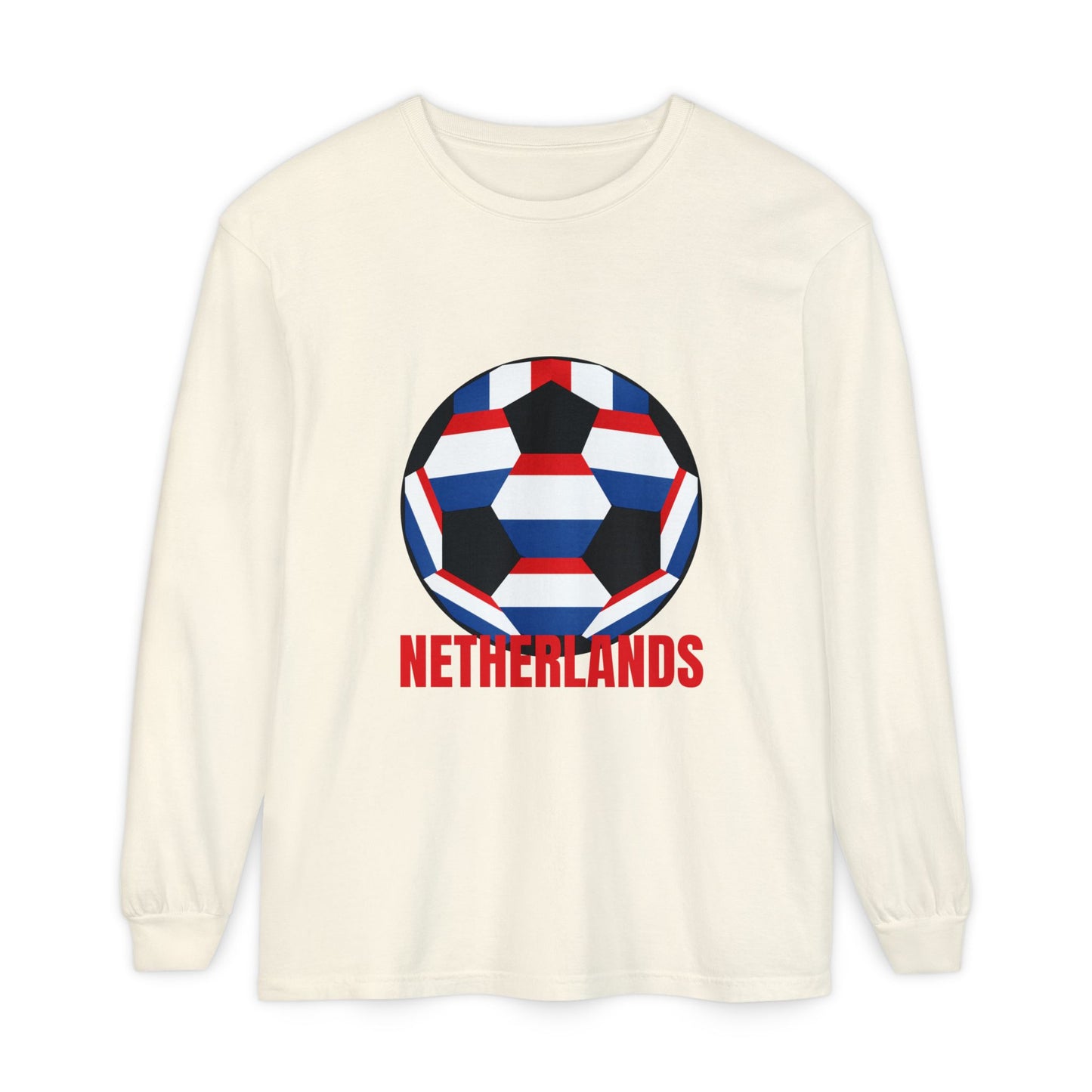 Netherlands Fan Specialty Soccer Ball Design Long Sleeve Tee