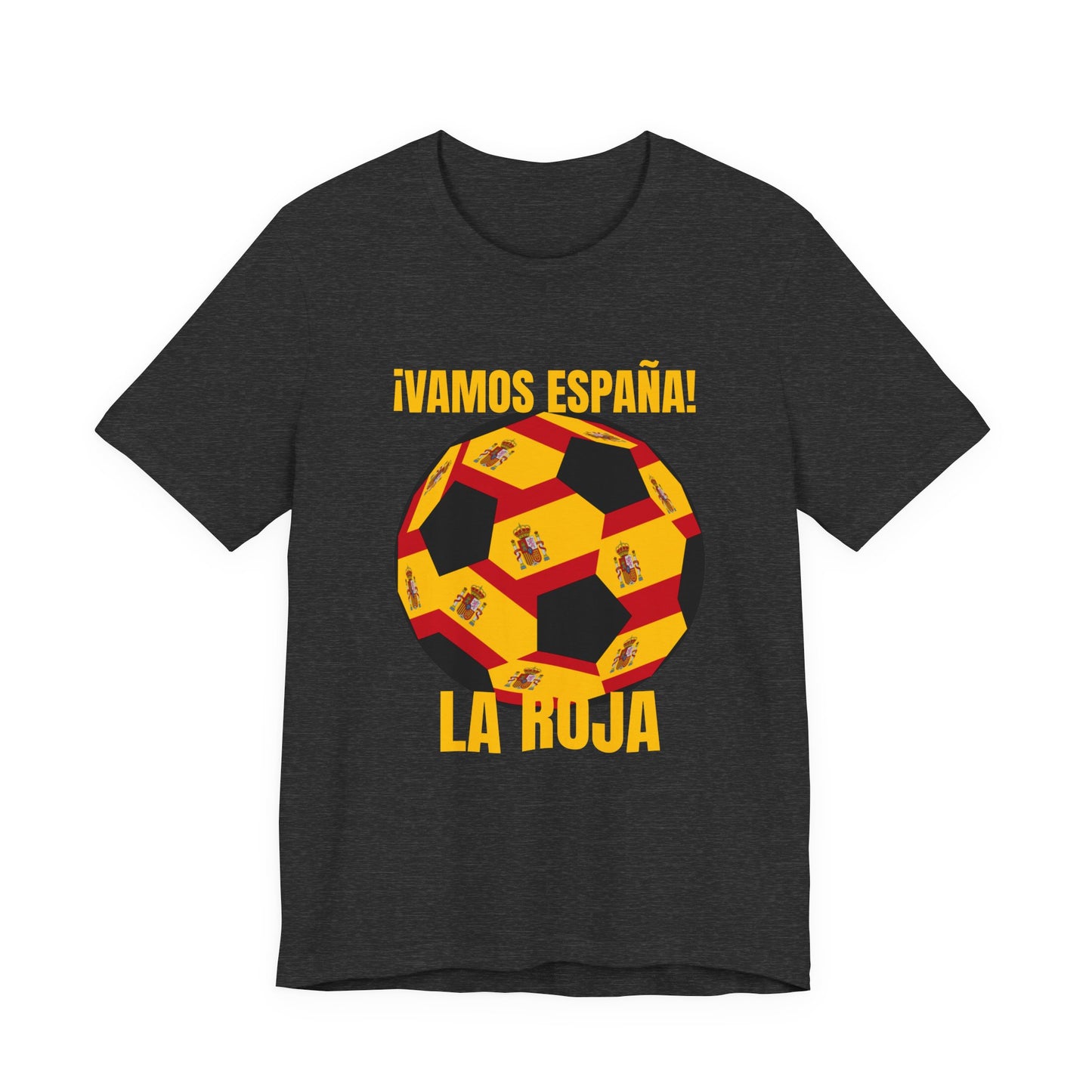 La Roja Soccer T‑Shirt - "¡Vamos España!" Spanish  T Shirt Gold Text