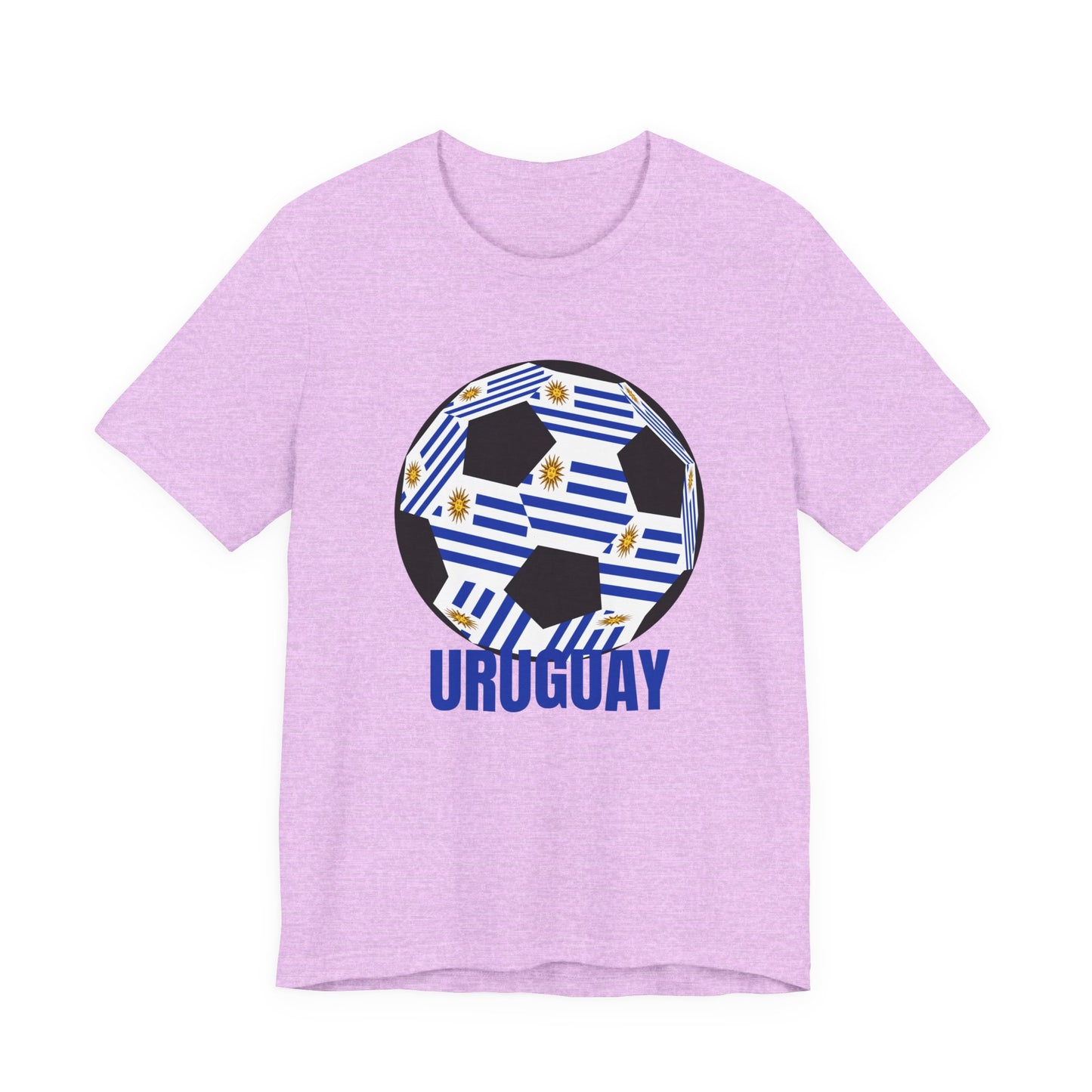 Uruguay Fan Specialty Soccer Ball Design T Shirt Blue Text