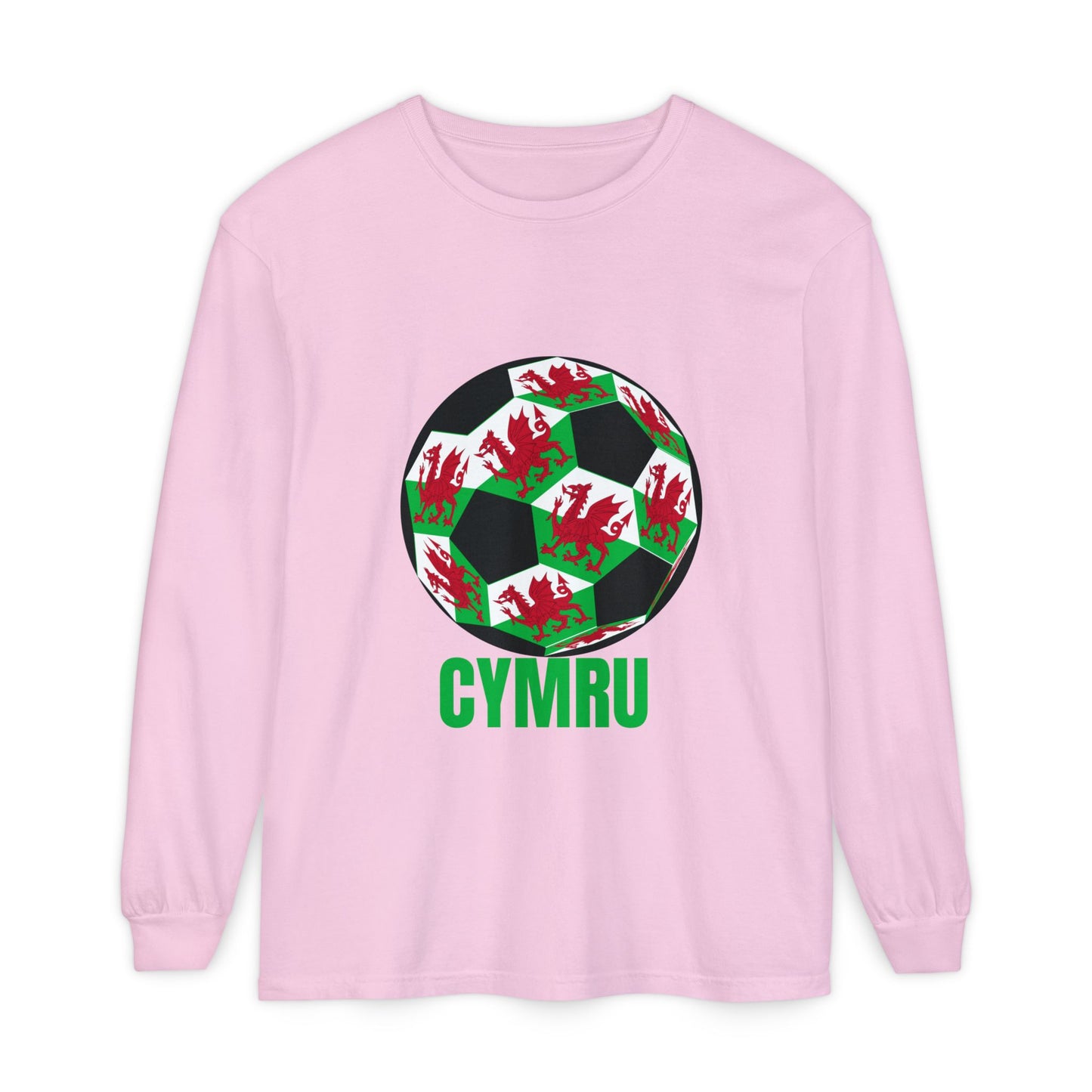 Cymru Fan Specialty Soccer Ball Design Long Sleeve Tee