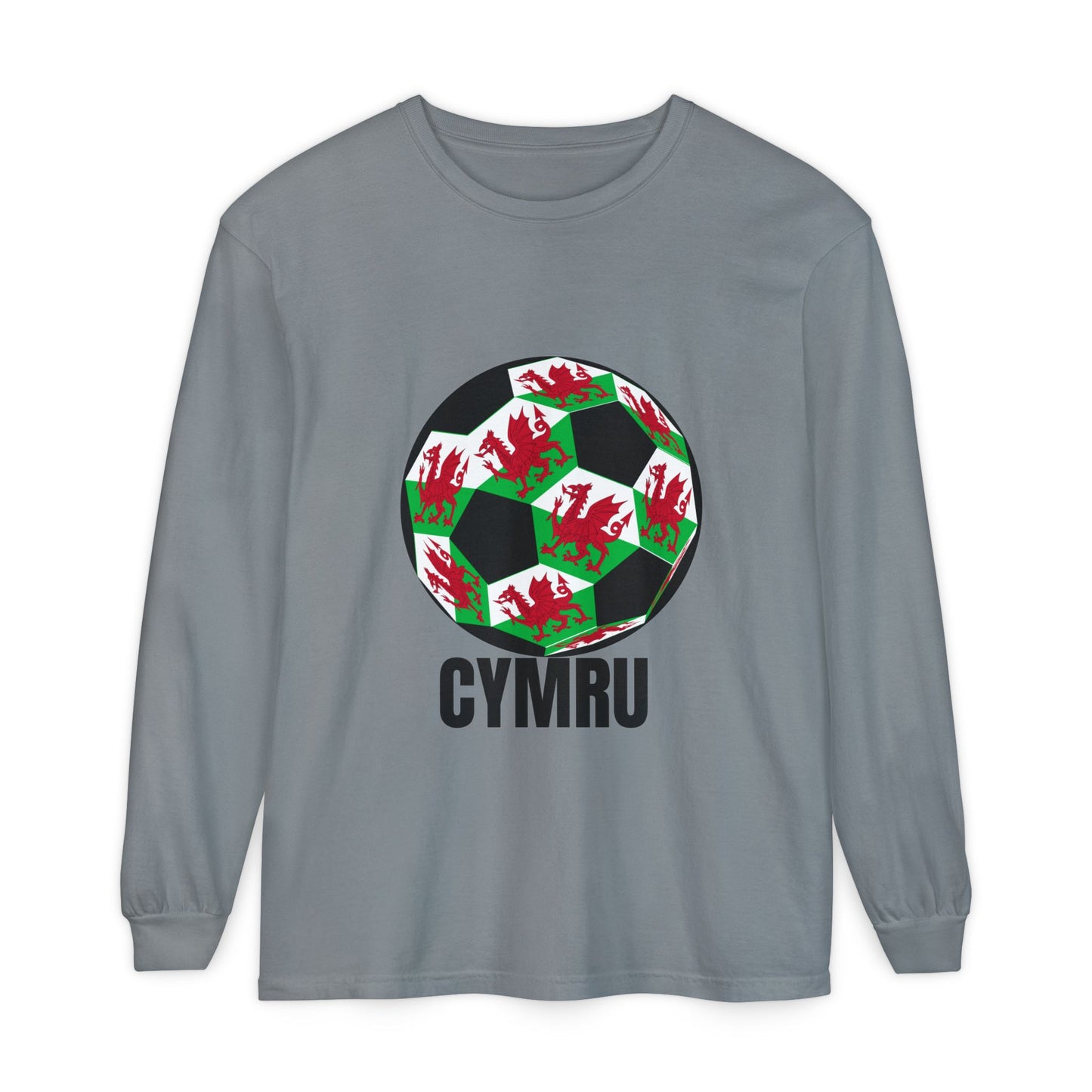 Cymru Fan Specialty Soccer Ball Design Long Sleeve Tee