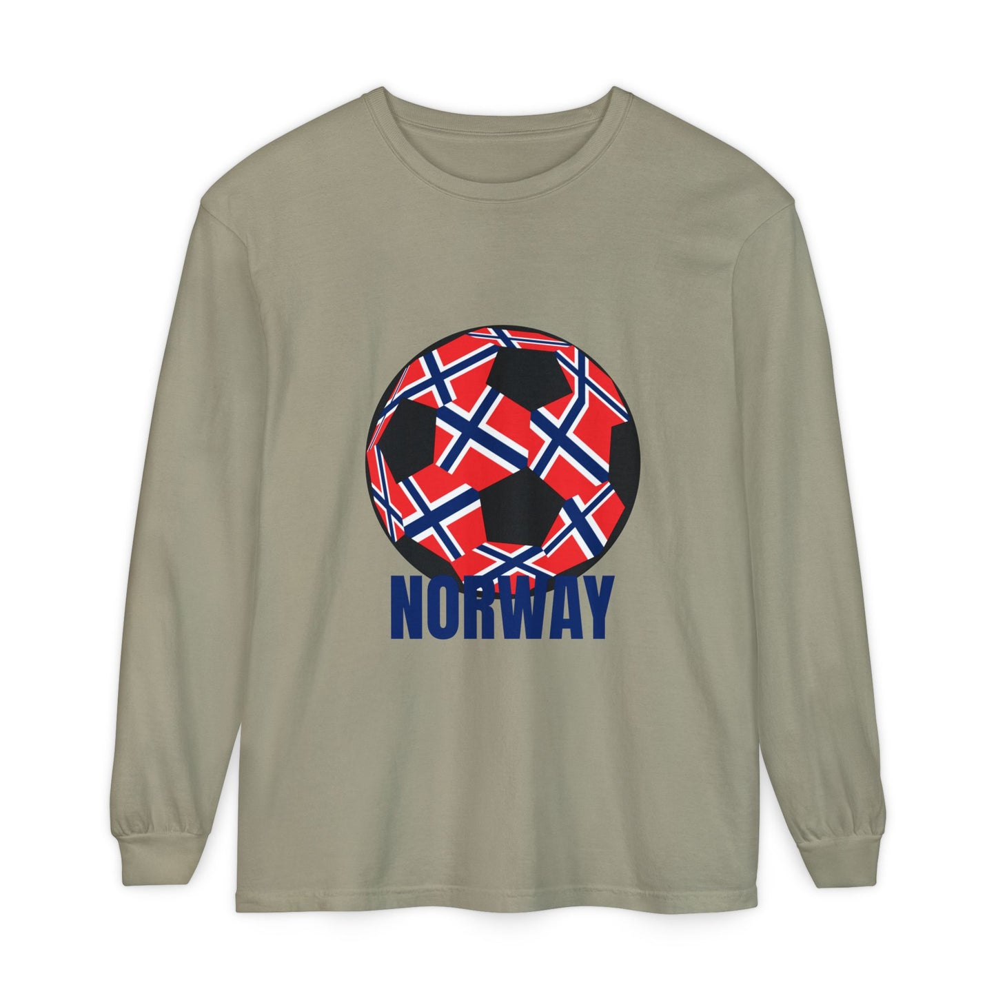 Norway Fan Specialty Soccer Ball Design T ShirtLong Sleeve Tee Blue Print