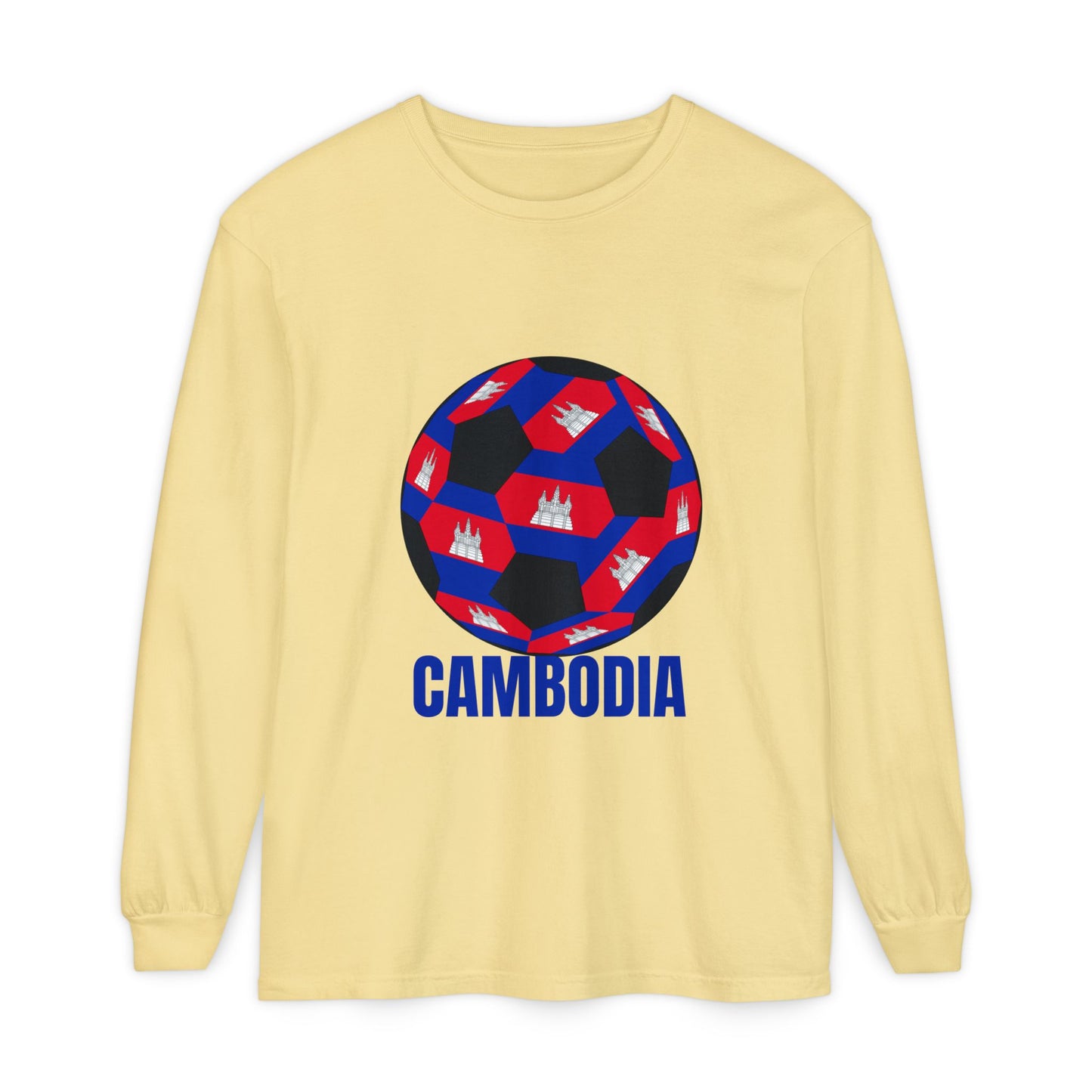 Cambodia Fan Specialty Soccer Ball Design Long Sleeve Tee