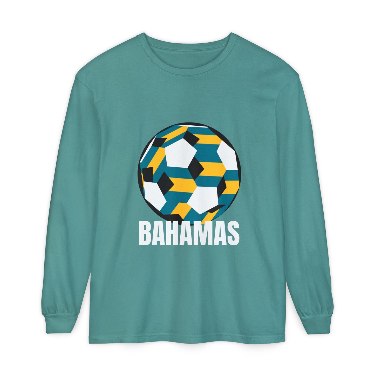 Bahamas Fan Specialty Soccer Ball Design Long Sleeve Tee