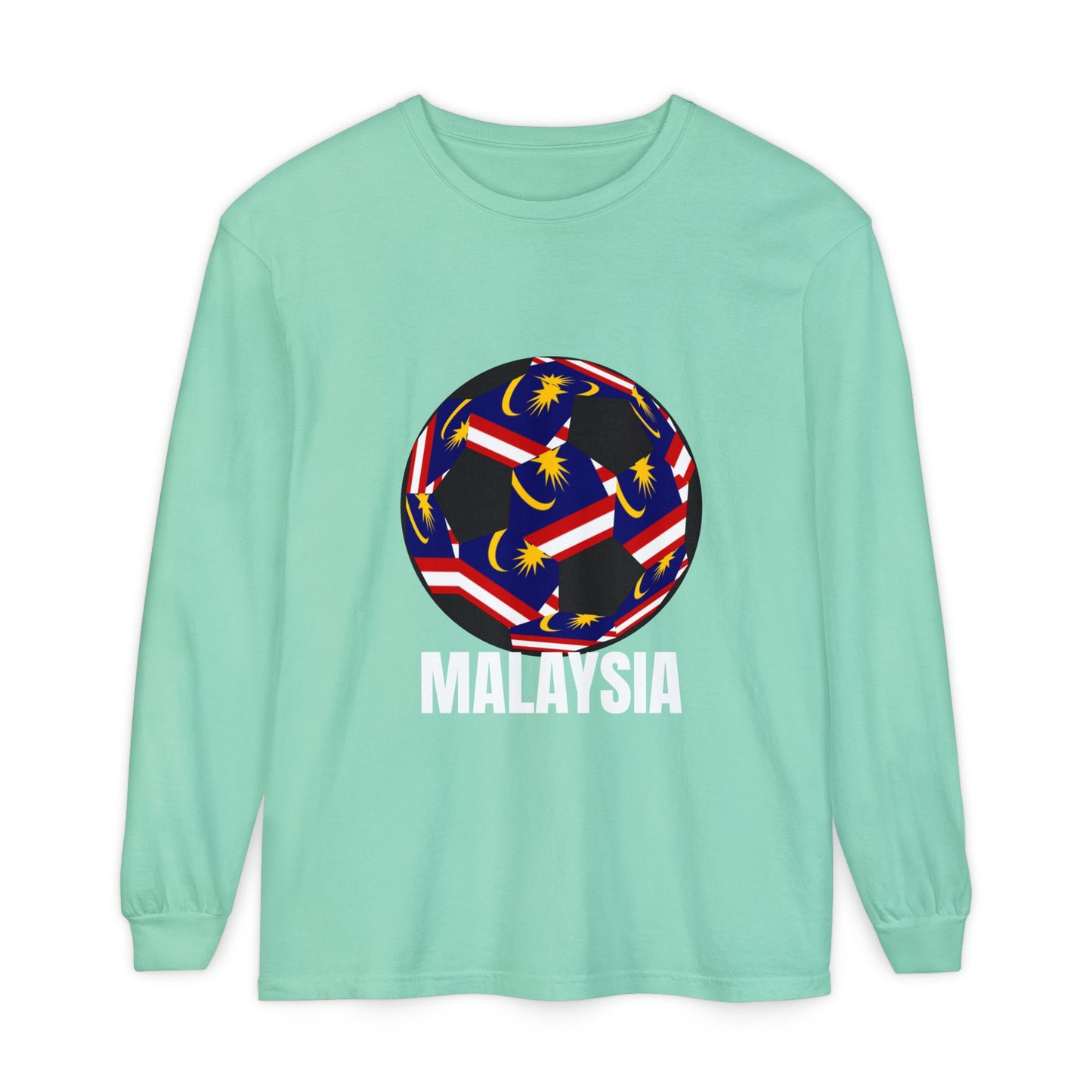 Malaysia Fan Specialty Soccer Ball Design Long Sleeve Tee