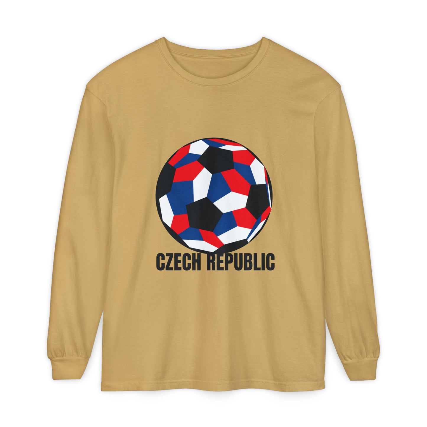 Czech Republic Fan Specialty Soccer Ball Design Long Sleeve Tee