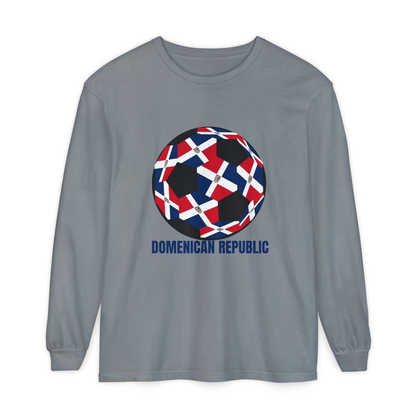Domenican Republic Fan Specialty Soccer Ball Design Long Sleeve Tee