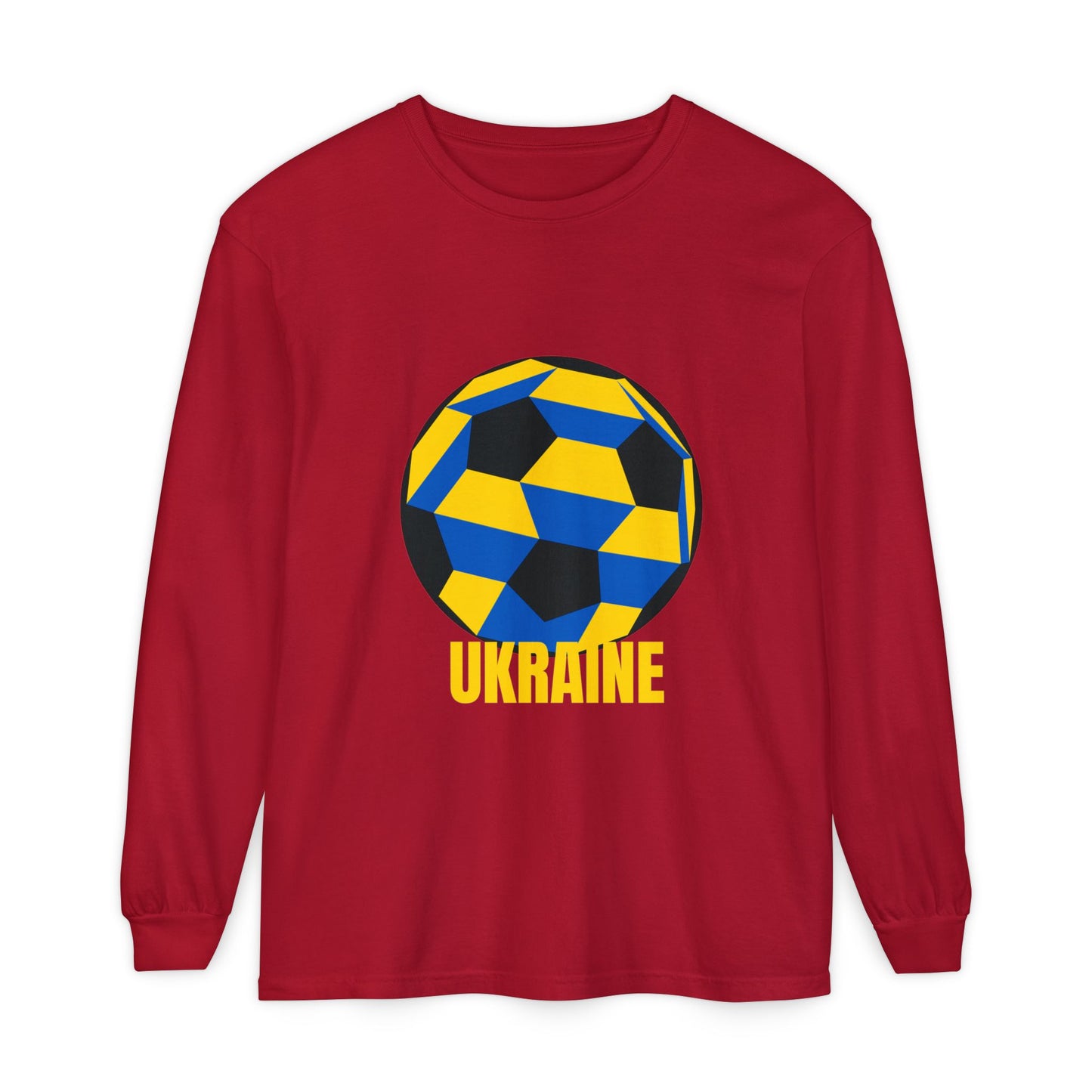 Ukraine Fan Specialty Soccer Ball Design  Long Sleeve Tee