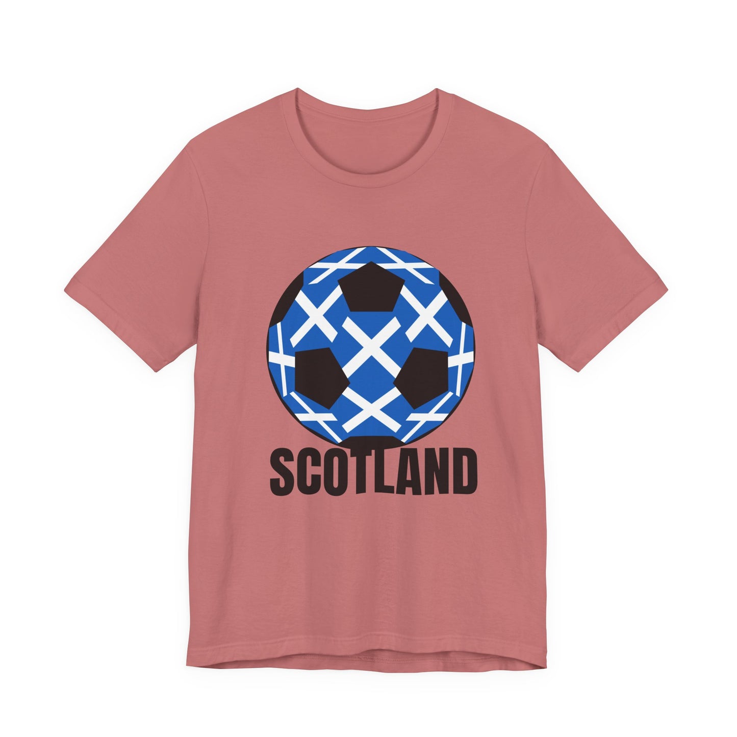 Scotland Fan Specialty Soccer Ball Design T Shirt Black Text