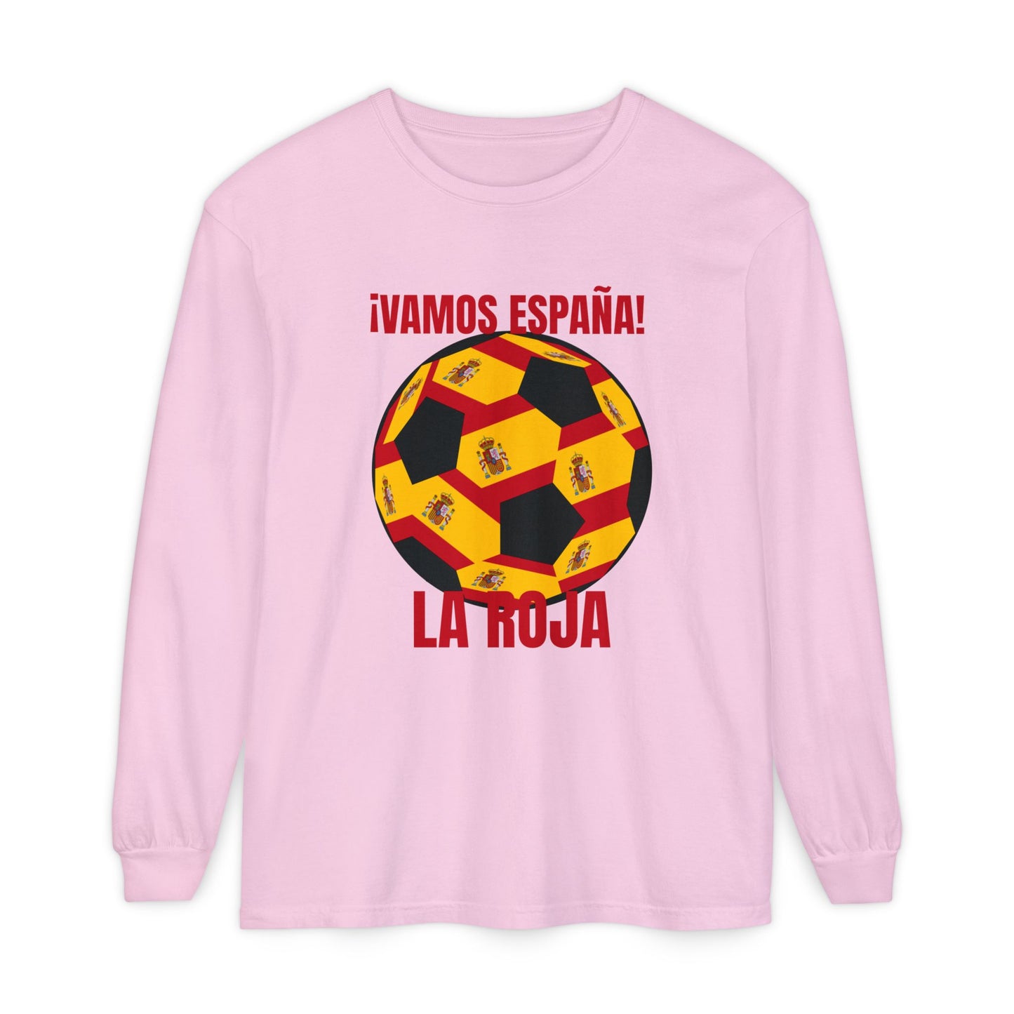 La Roja Soccer Long Sleeve Tee — "¡Vamos España!" Spanish  Fan Shirt Red Text