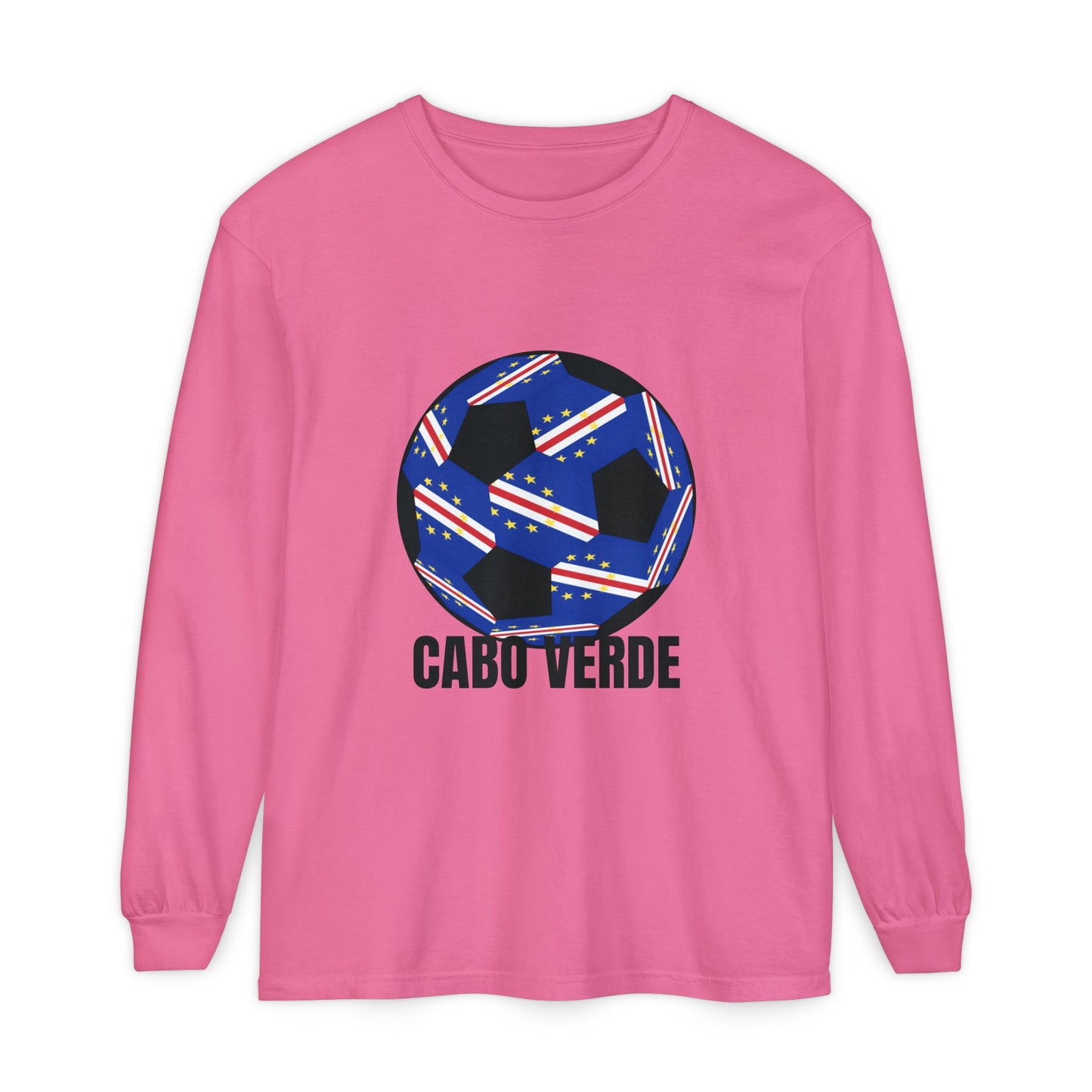Cabo Verde Fan Specialty Soccer Ball Design Long Sleeve T-Shirt