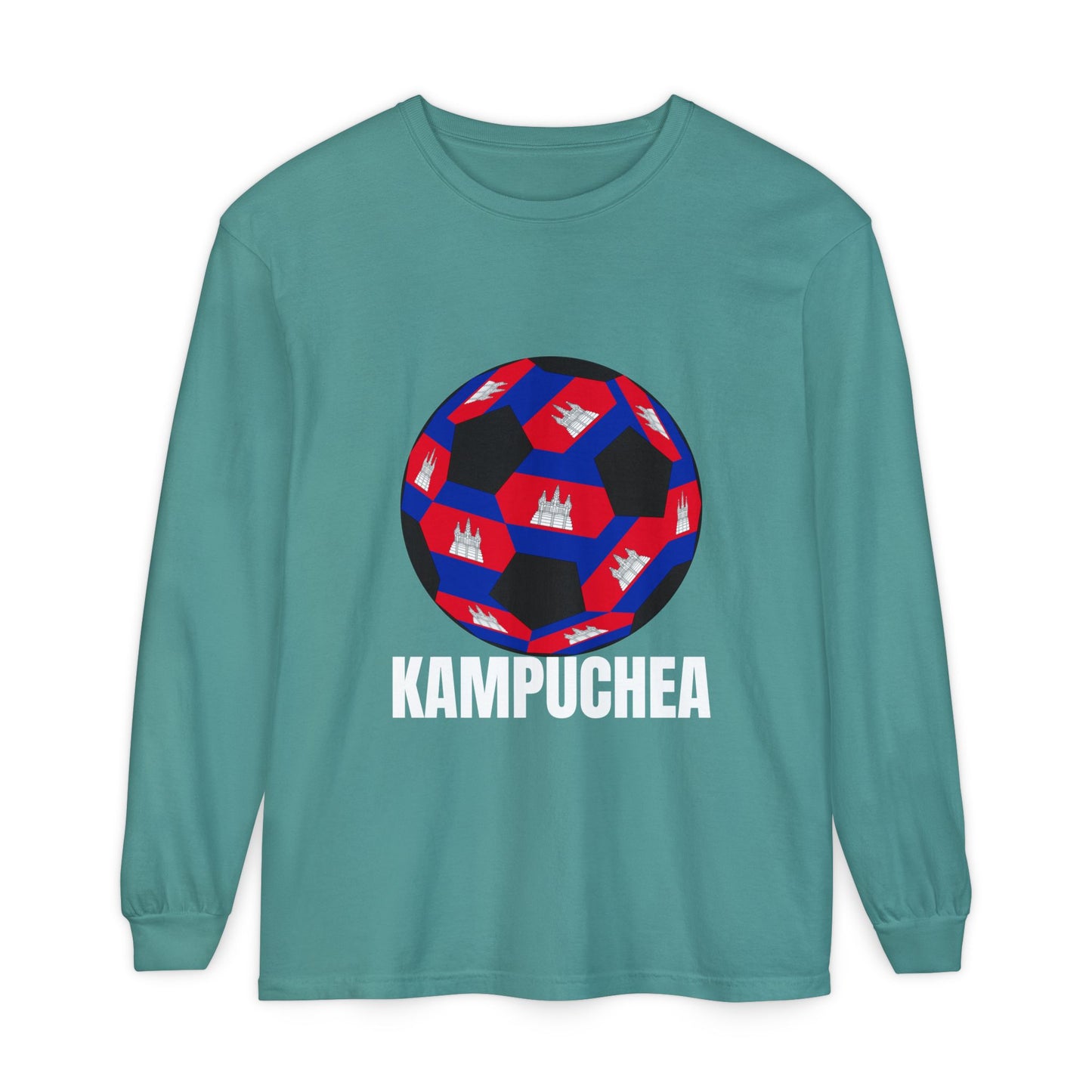 Kampuchea Fan Specialty Soccer Ball Design Long Sleeve Tee