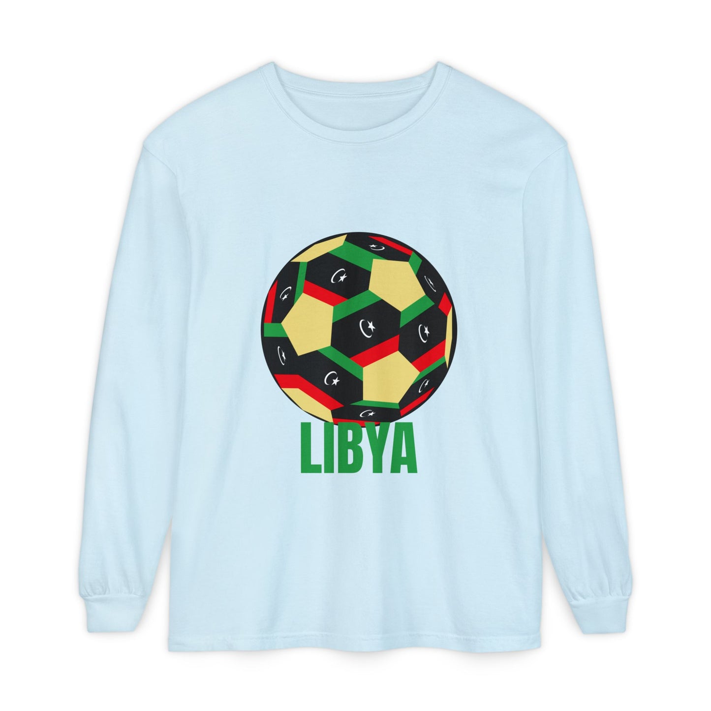 Libya Fan Specialty Soccer Ball Design Long Sleeve Tee