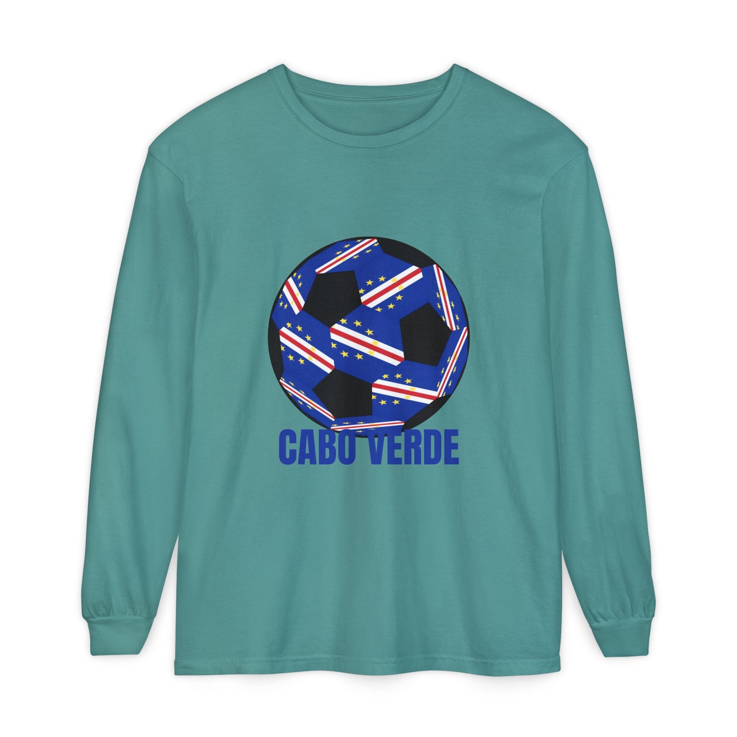 Cabo Verde Fan Specialty Soccer Ball Design Ball Long Sleeve Tee