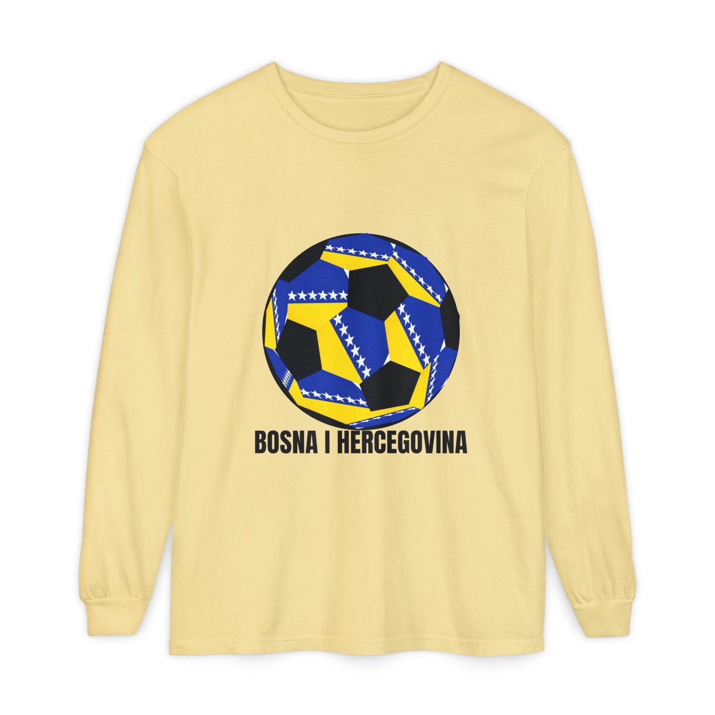Bosnia Herzegovina Fan Specialty Soccer Ball Design Long Sleeve Tee