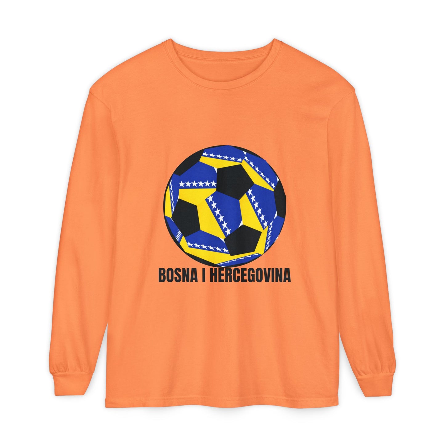 Bosnia Herzegovina Fan Specialty Soccer Ball Design Long Sleeve Tee