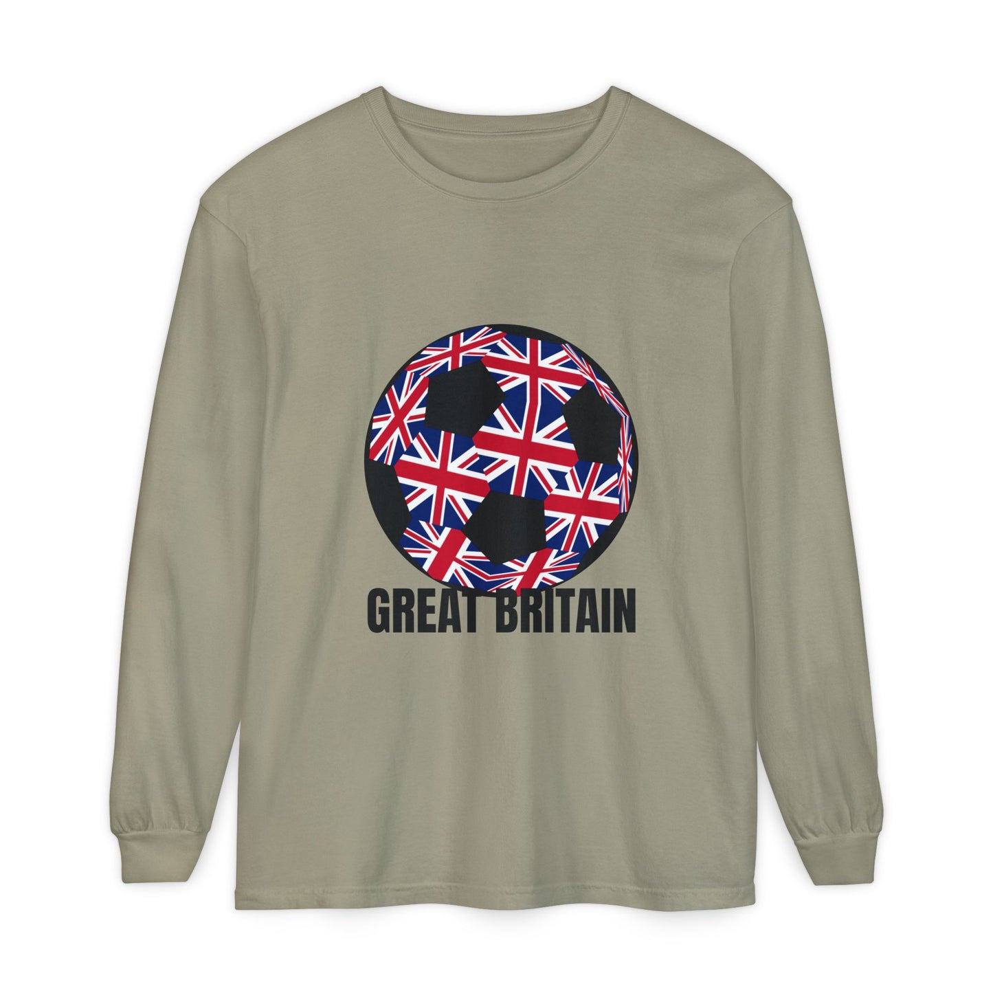 Great Britain Fan Specialty Soccer Ball Design Long Sleeve T-Shirt