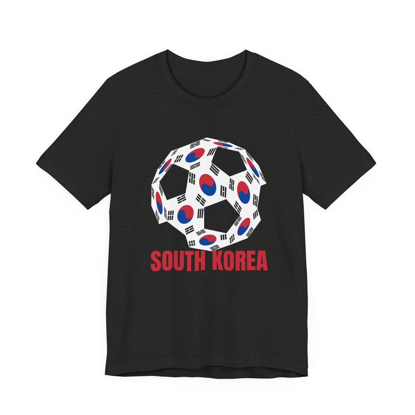 South Korea Fan Specialty Soccer Ball Design T Shirt Red Text