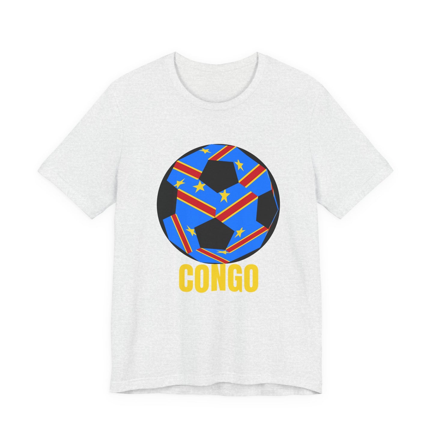 Congo Fan Specialty Soccer Ball Design T Shirt Yellow Text