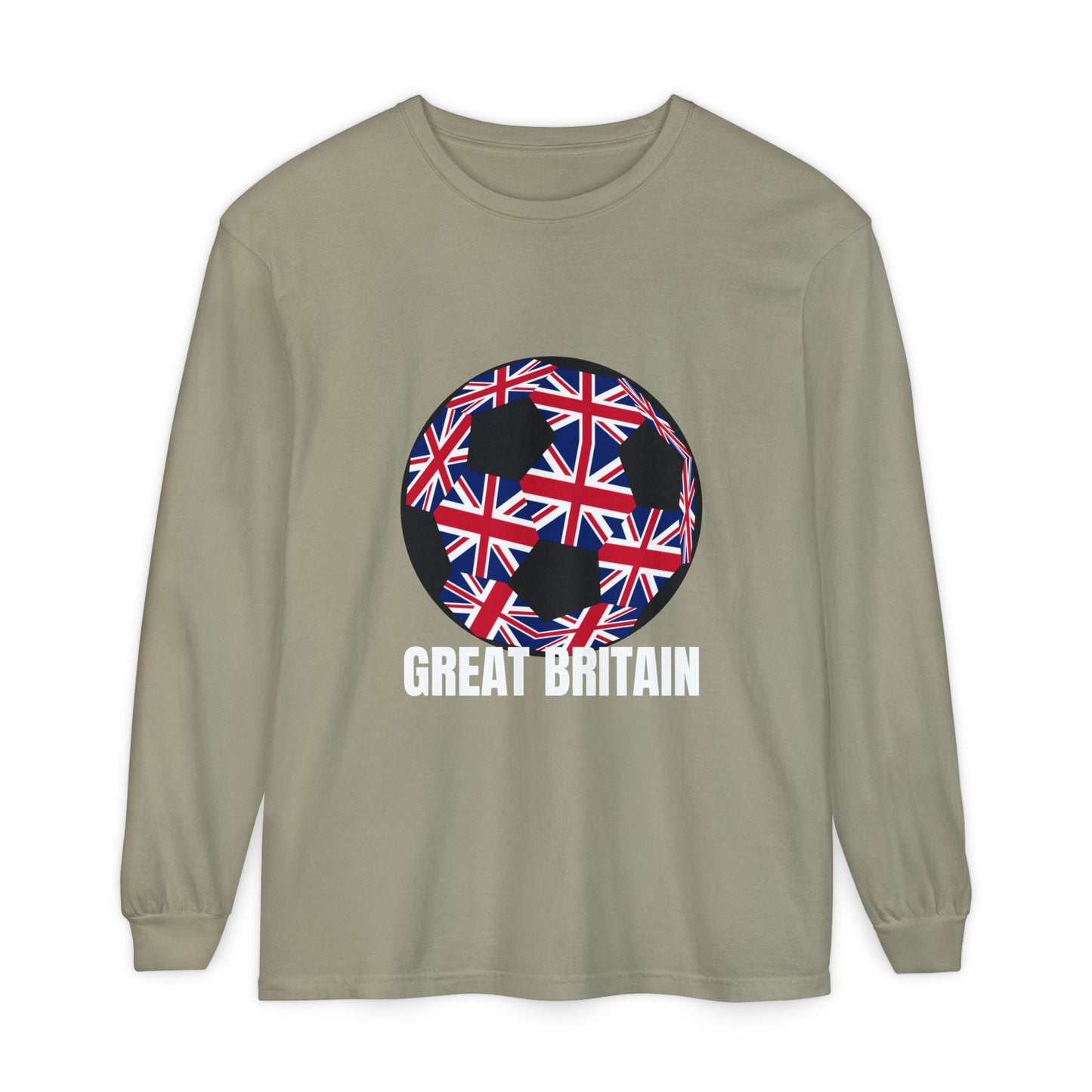Great Britain Fan Specialty Soccer Ball Design Long Sleeve Tee