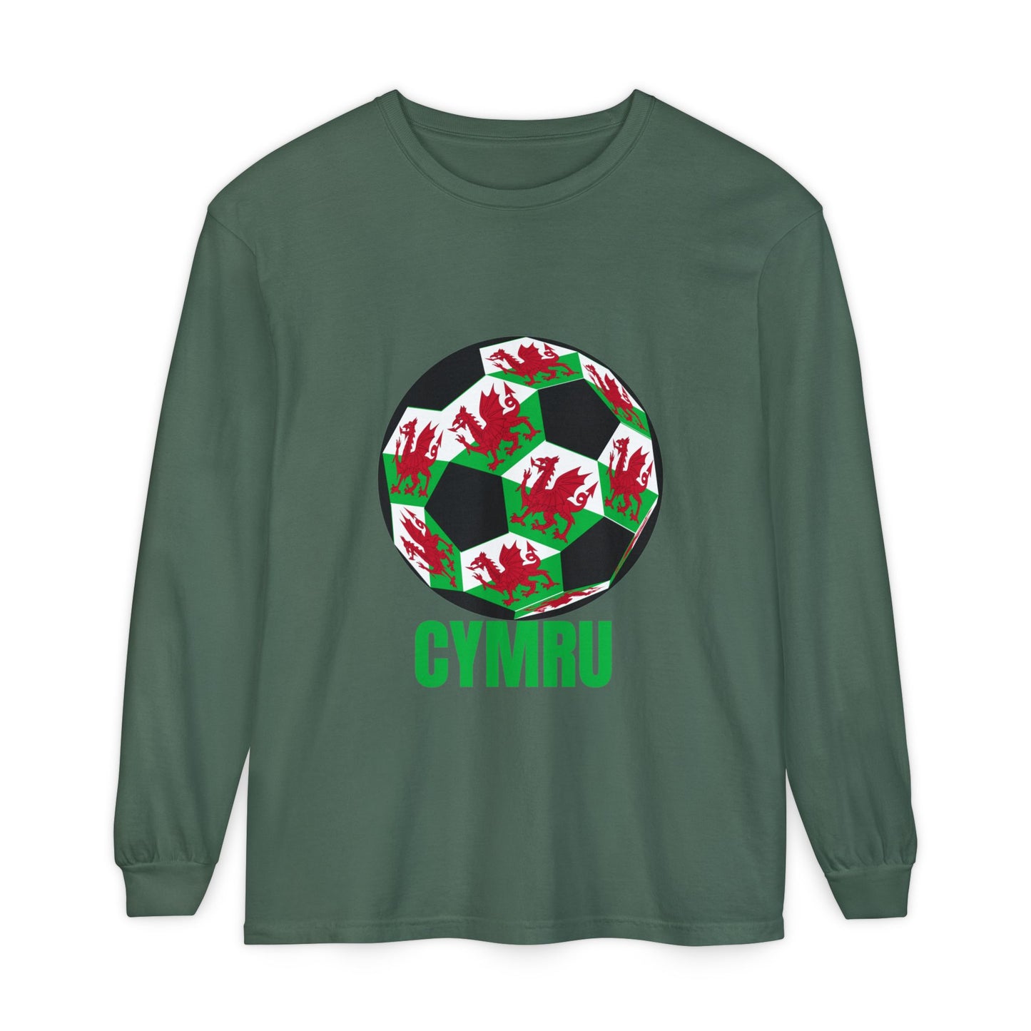 Cymru Fan Specialty Soccer Ball Design Long Sleeve Tee