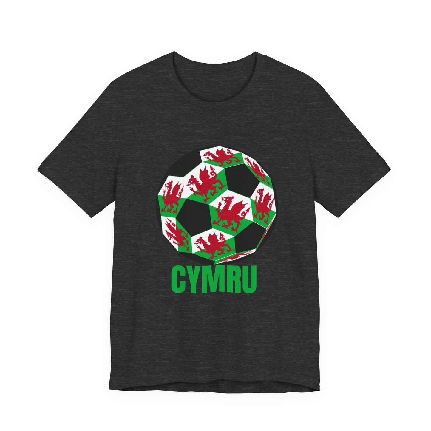 Cymru Fan Specialty Soccer Ball Design T Shirt Green Text