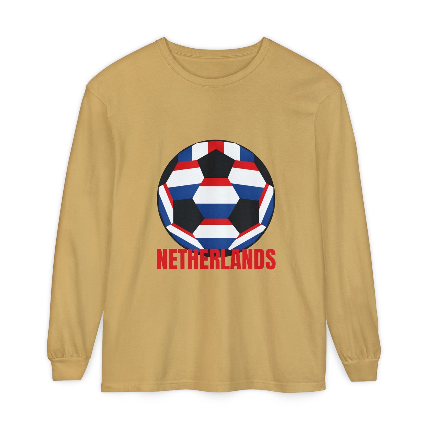 Netherlands Fan Specialty Soccer Ball Design Long Sleeve Tee