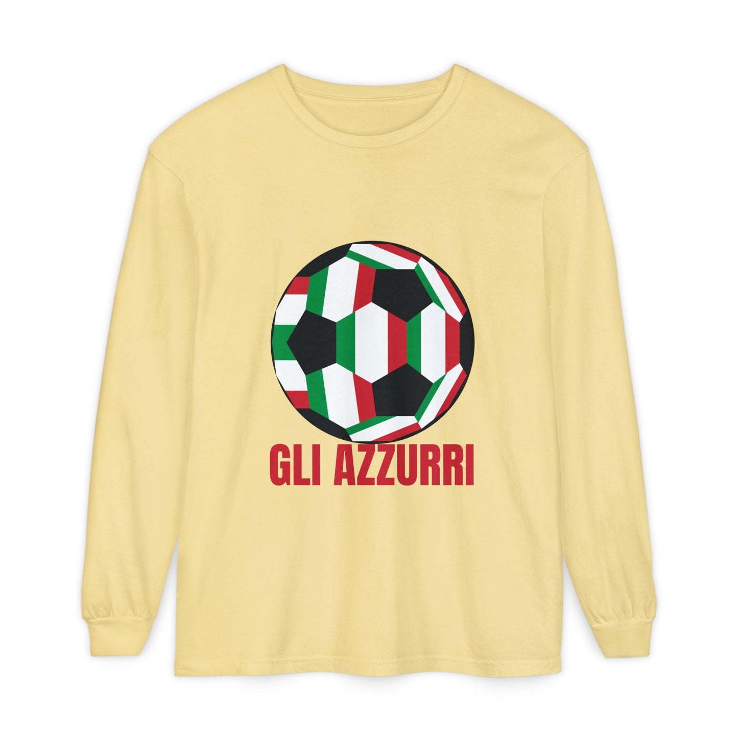 Gli Azzurri Fan Specialty Soccer Ball Design Long Sleeve Tee