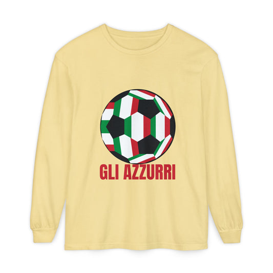 Gli Azzurri Fan Specialty Soccer Ball Design Long Sleeve Tee