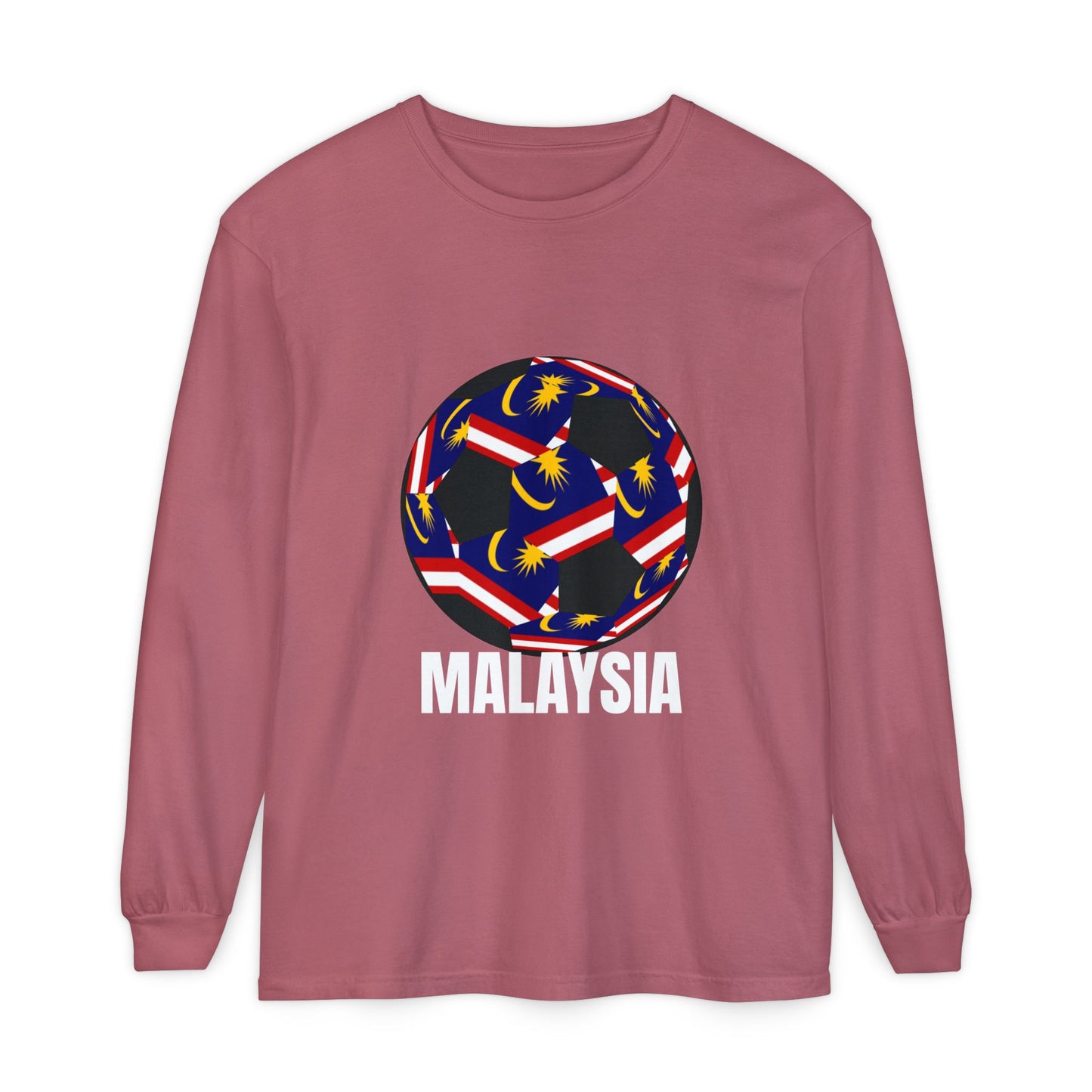 Malaysia Fan Specialty Soccer Ball Design Long Sleeve Tee