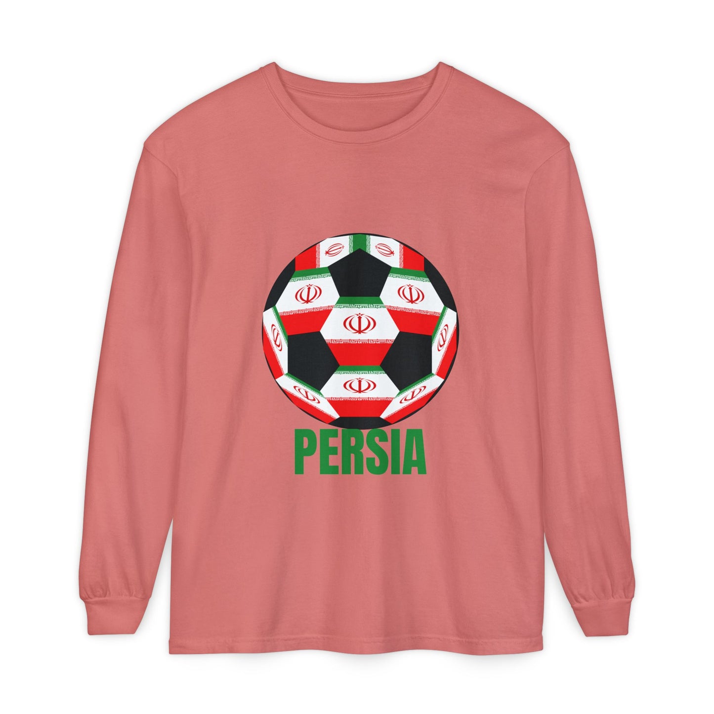 Persia Fan Specialty Soccer Ball Design Long Sleeve Tee