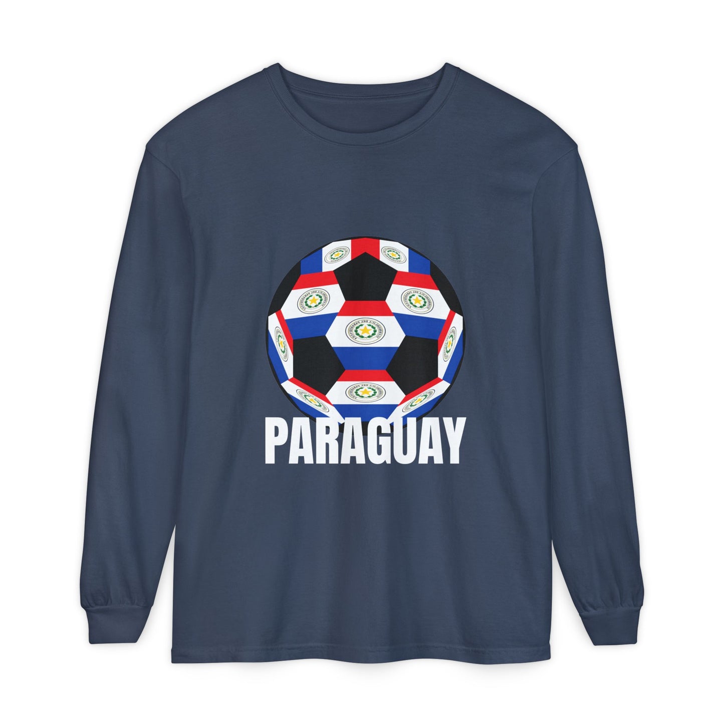 Paraguay Fan Specialty Soccer Ball Design Long Sleeve Tee