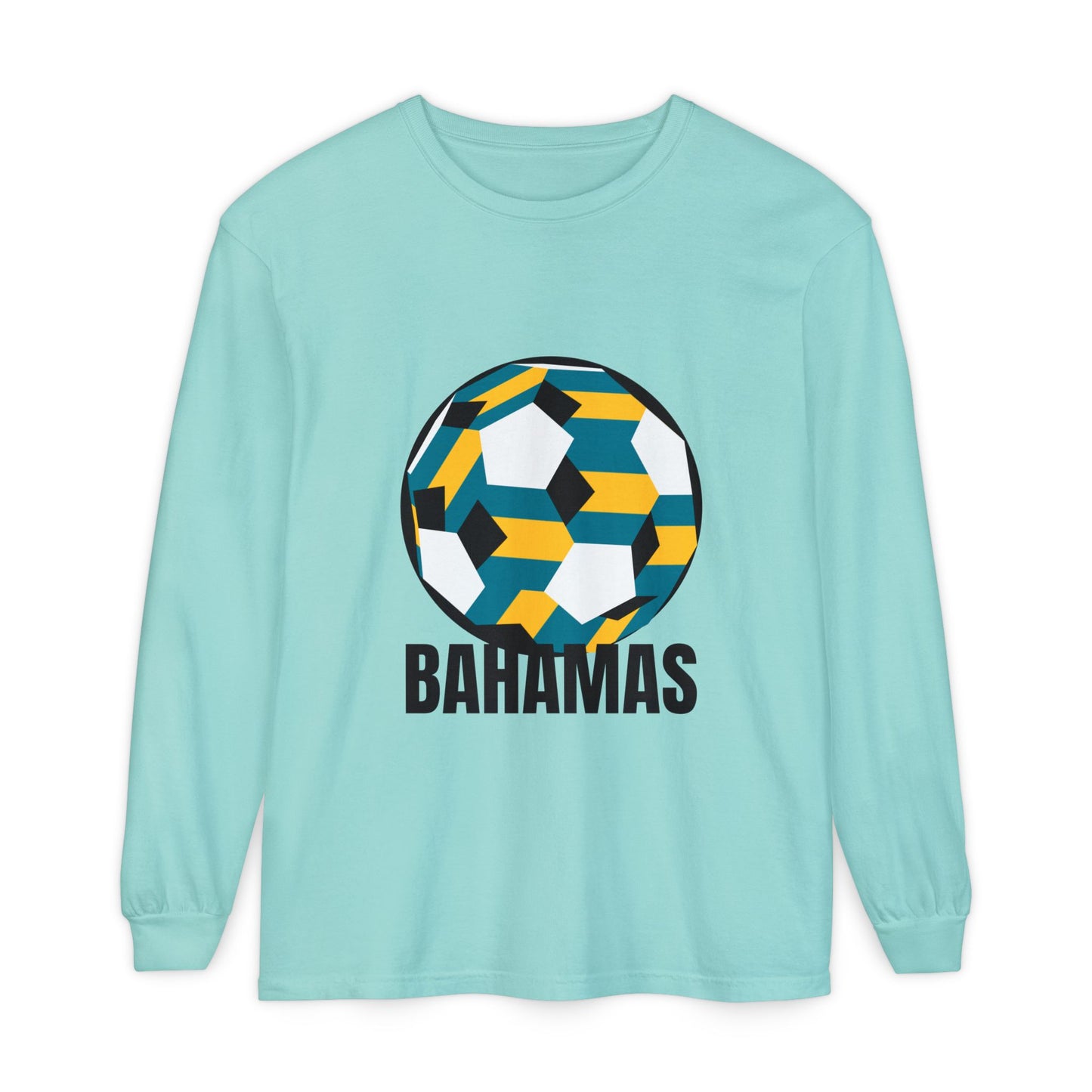 Bahamas Fan Specialty Soccer Ball Design Long Sleeve Shirt