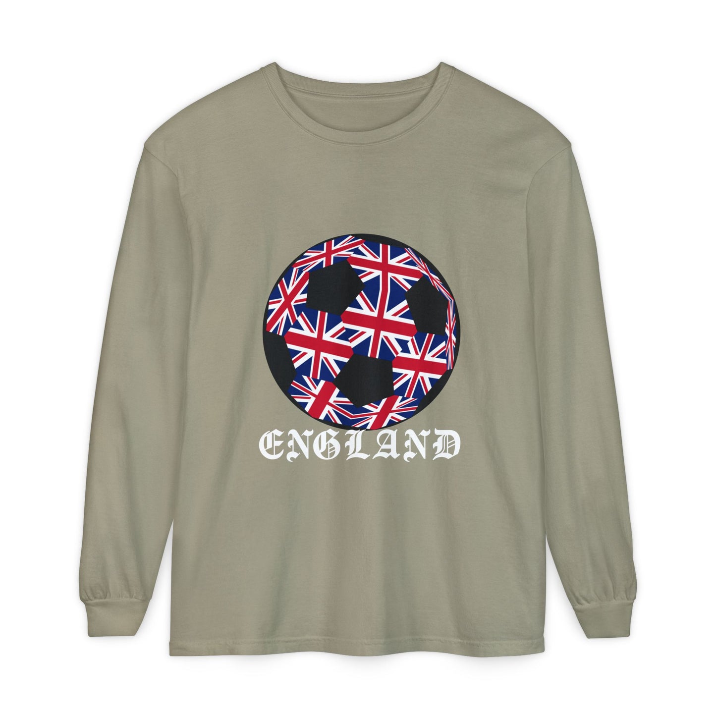 Old English Style Specialty Soccer Ball Design  Long Sleeve Tee