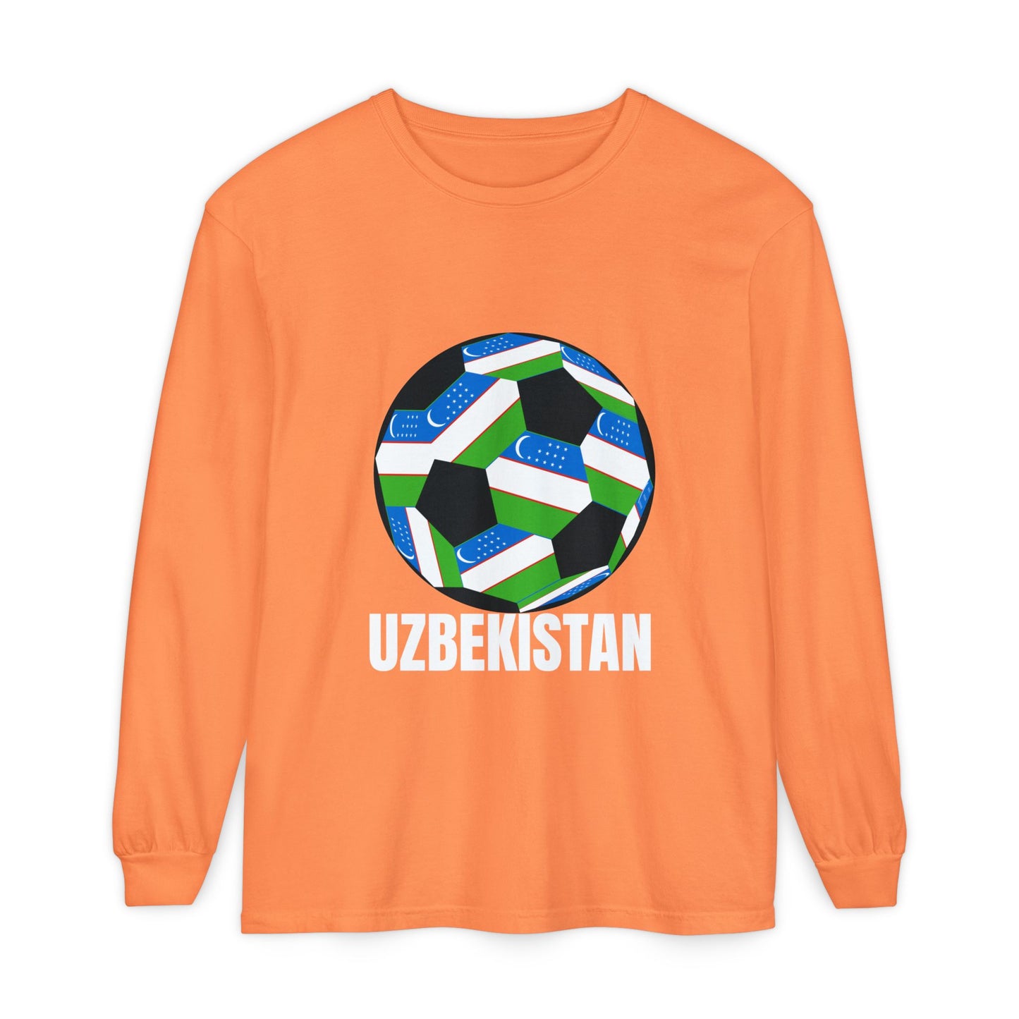 Uzbekistan Fan Specialty Soccer Ball Design Long Sleeve Shirt