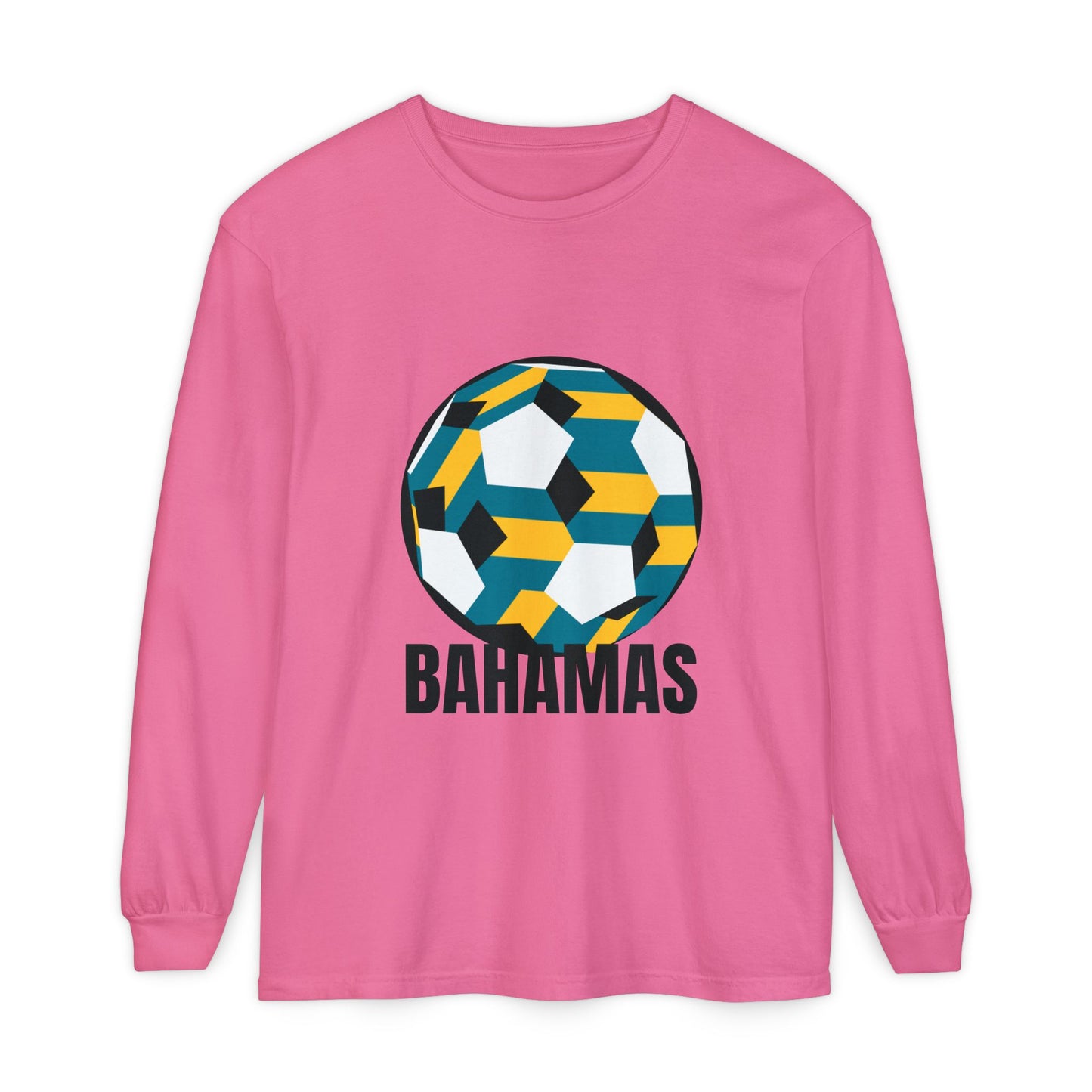 Bahamas Fan Specialty Soccer Ball Design Long Sleeve Shirt