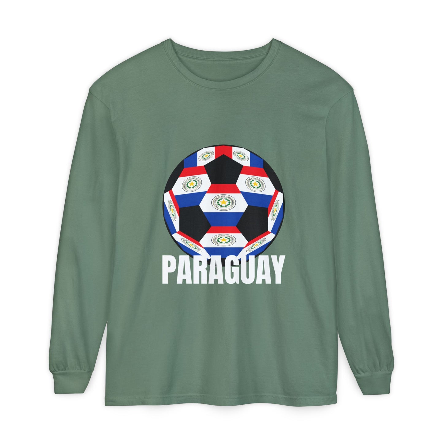 Paraguay Fan Specialty Soccer Ball Design Long Sleeve Tee