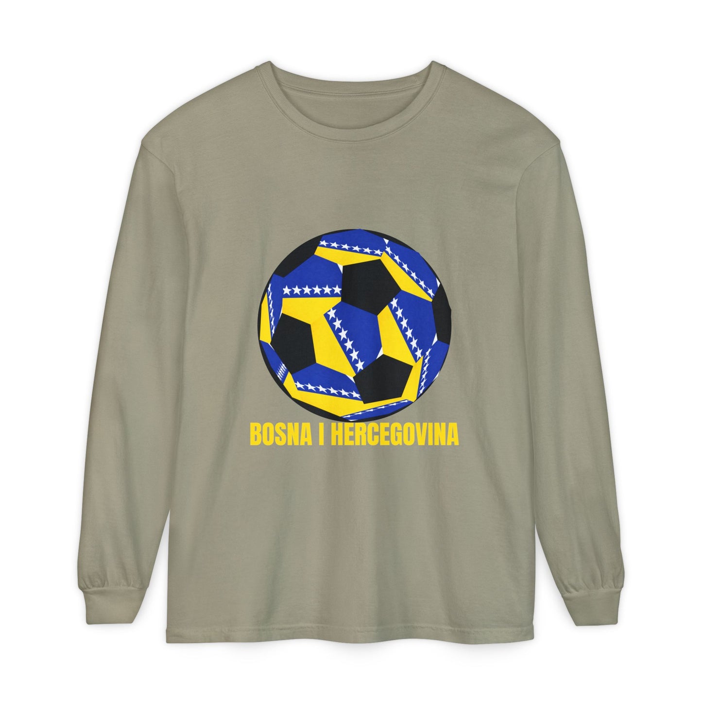 Bosnia Herzegovina Fan Specialty Soccer Ball Design  Long Sleeve Tee