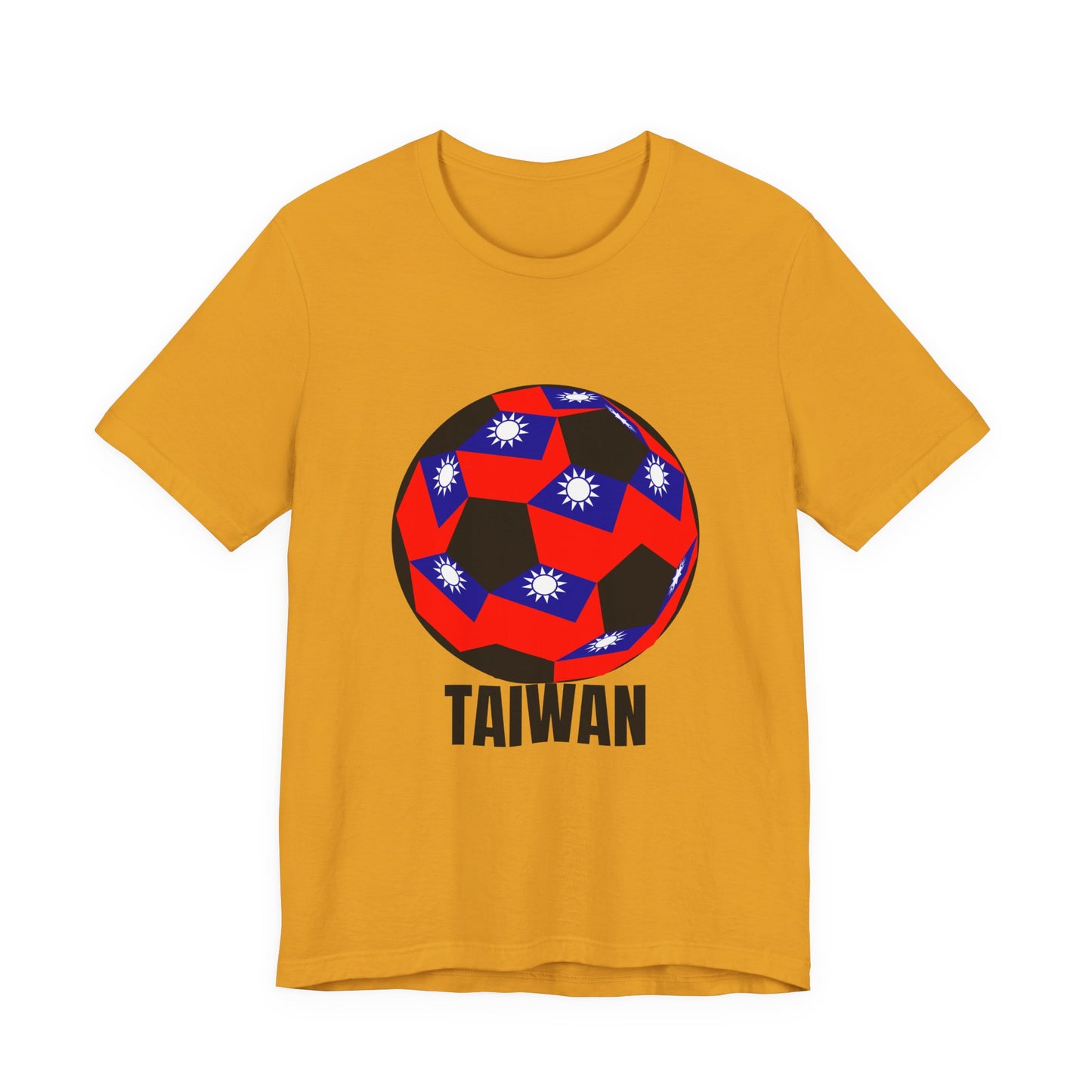 Taiwan Flag Soccer Ball T‑Shirt Black Text