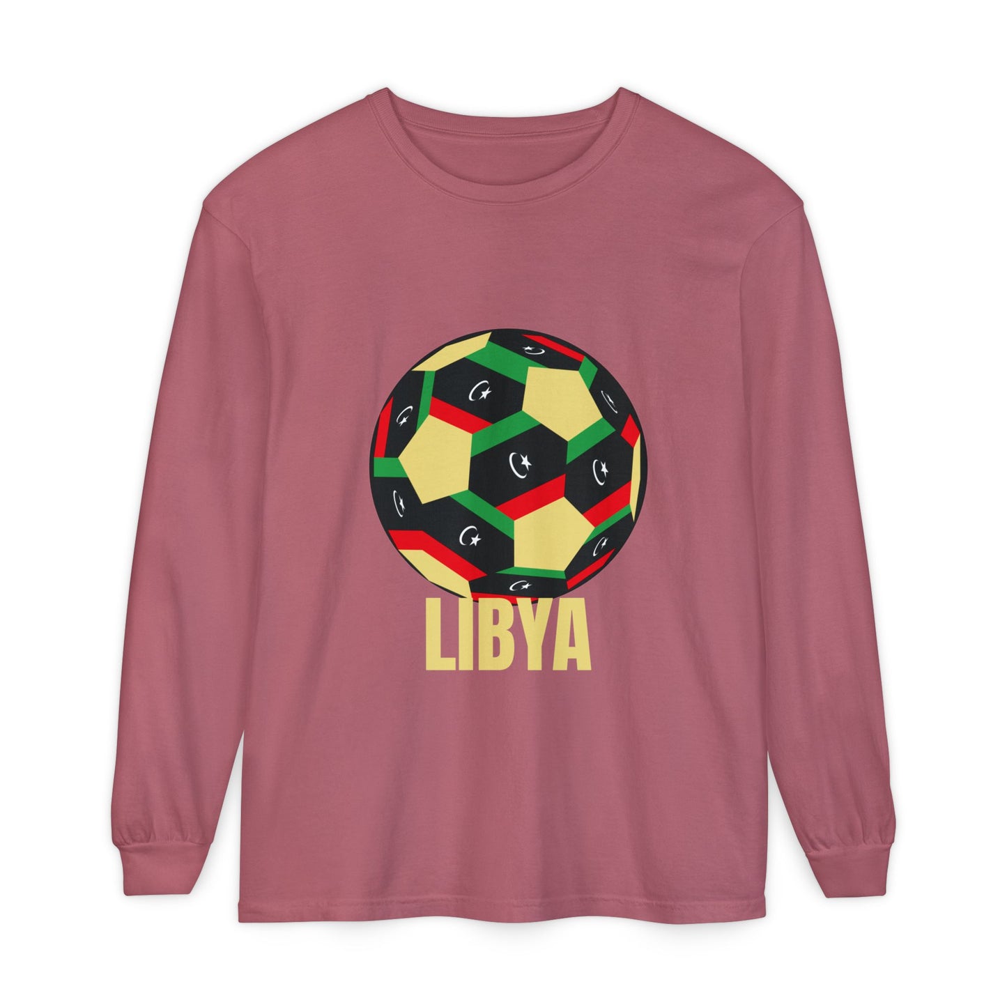 Libya Fan Specialty Soccer Ball Design Long Sleeve Tee