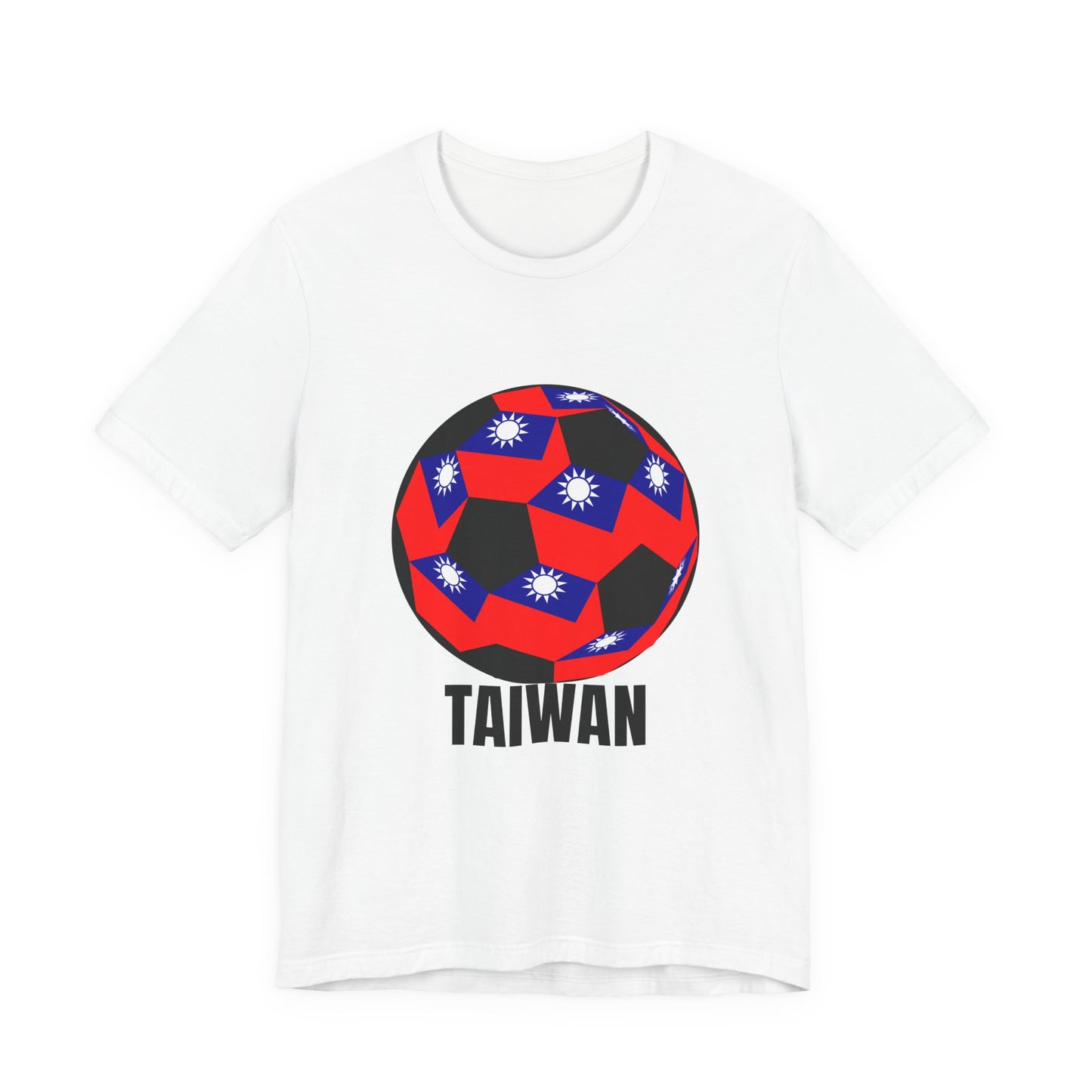 Taiwan Flag Soccer Ball T‑Shirt Black Text