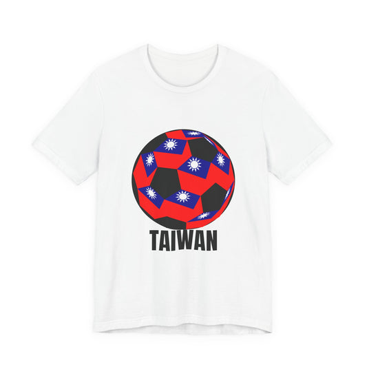 Taiwan Flag Soccer Ball T‑Shirt Black Text